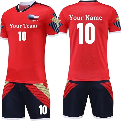 Miniatura 7 de Camiseta de fútbol personalizada para hombres y mujeres, uniformes de fútbol personalizados para niñosadultos con nombre y logotipo del equipo