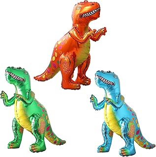 BlingABC 3Pack Dinosaur Balloons,3D Tyrannosaurus Dino Balloon Decoration for Dinosaur Jungle Theme Birthday Baby Shower Party Supplies (Tyrannosaurus)