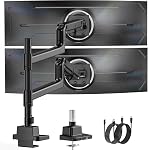 MonTEK 17-57 Inch Dual Ultrawide Moniteur Bras pour Jusqu'à 59.4lbs Écran, Support de moniteur réglable en aluminium à ressort à gaz lourd et incliné verticalement,75/100mm Mont Vesa, noir