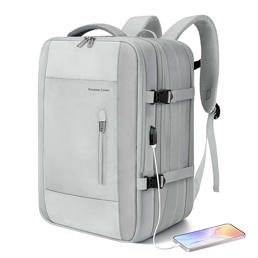 Romantic Crown Mochila de Viagem Expansivel Masculina Feminina, Mochila Para Notebook Executiva Impermeável Reforçada Cabo USB, Trabalho, Escola, Viagens