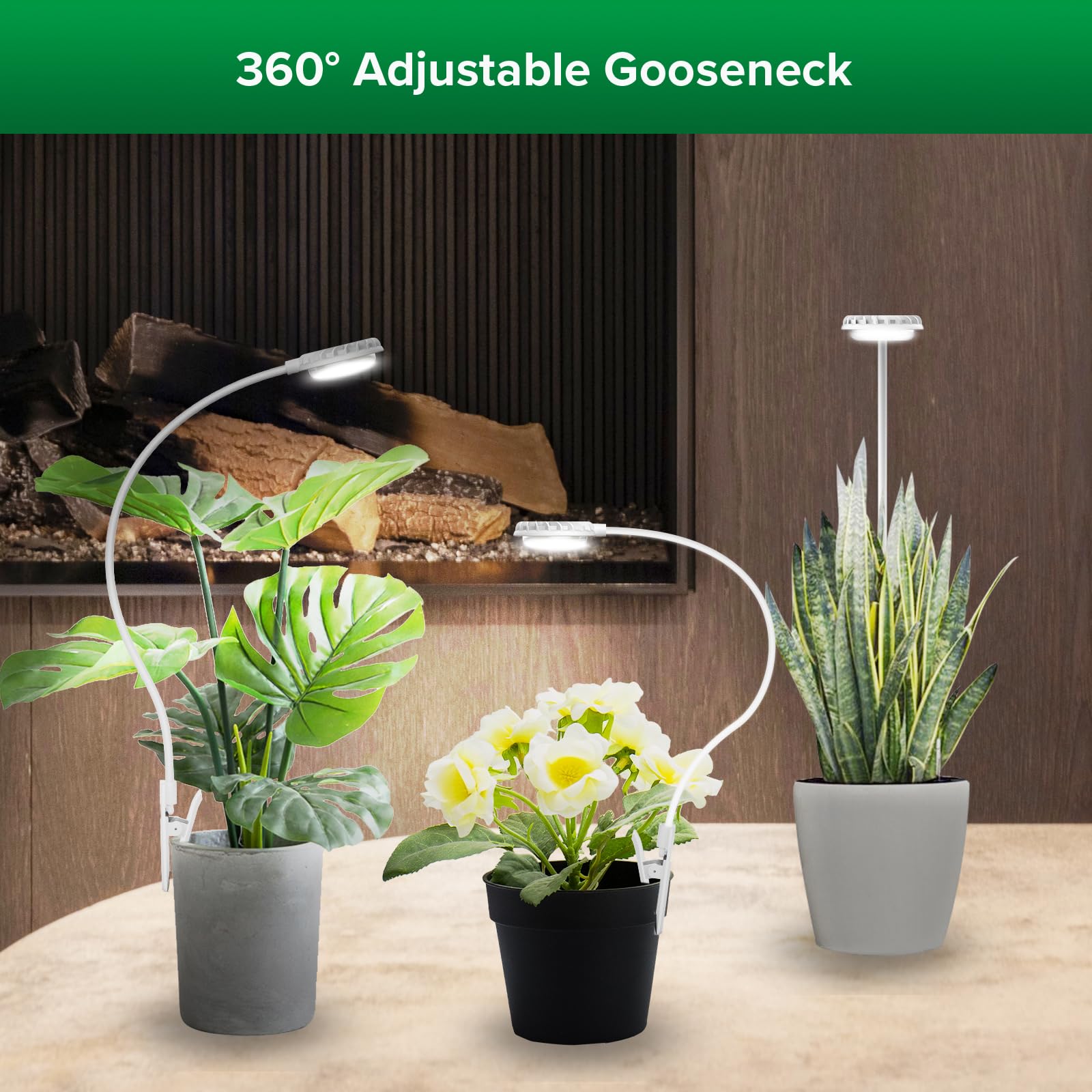SANSI Lámpara LED De Cultivo De 4.5 W Con Clip Para Macetas,Espectro Completo,4 Niveles De Brillo,3/6/12 H,Temporizador,Ideal Para Suculentas Y Plantas Pequeñas,EU Enchufe,2 Unidades