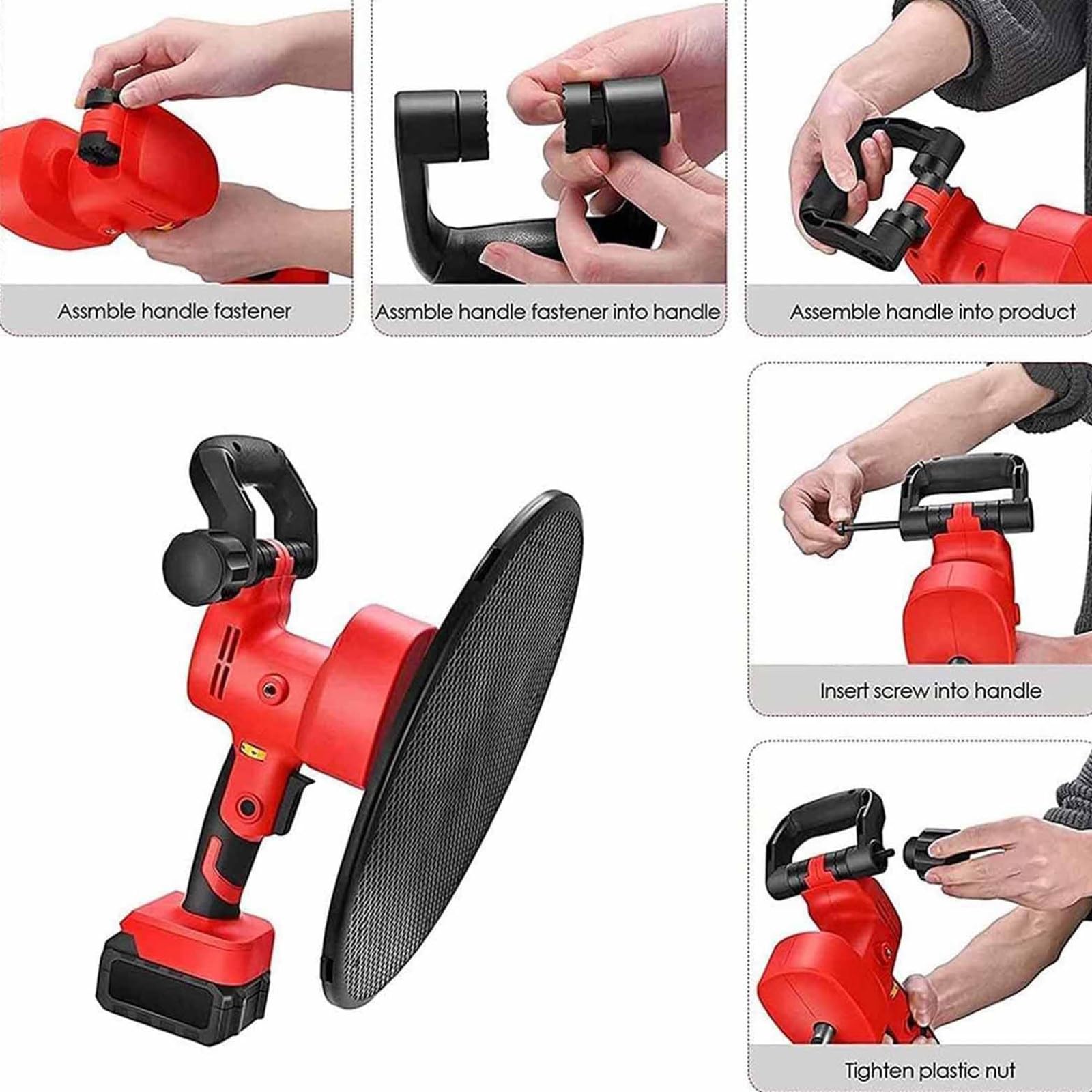Levigatrice elettrica cartongesso, levigatrice manuale da 80-200 giri/min per cartongesso a velocità variabile per malta cementizia, cazzuola, levigatrice per superfici a parete,1battery