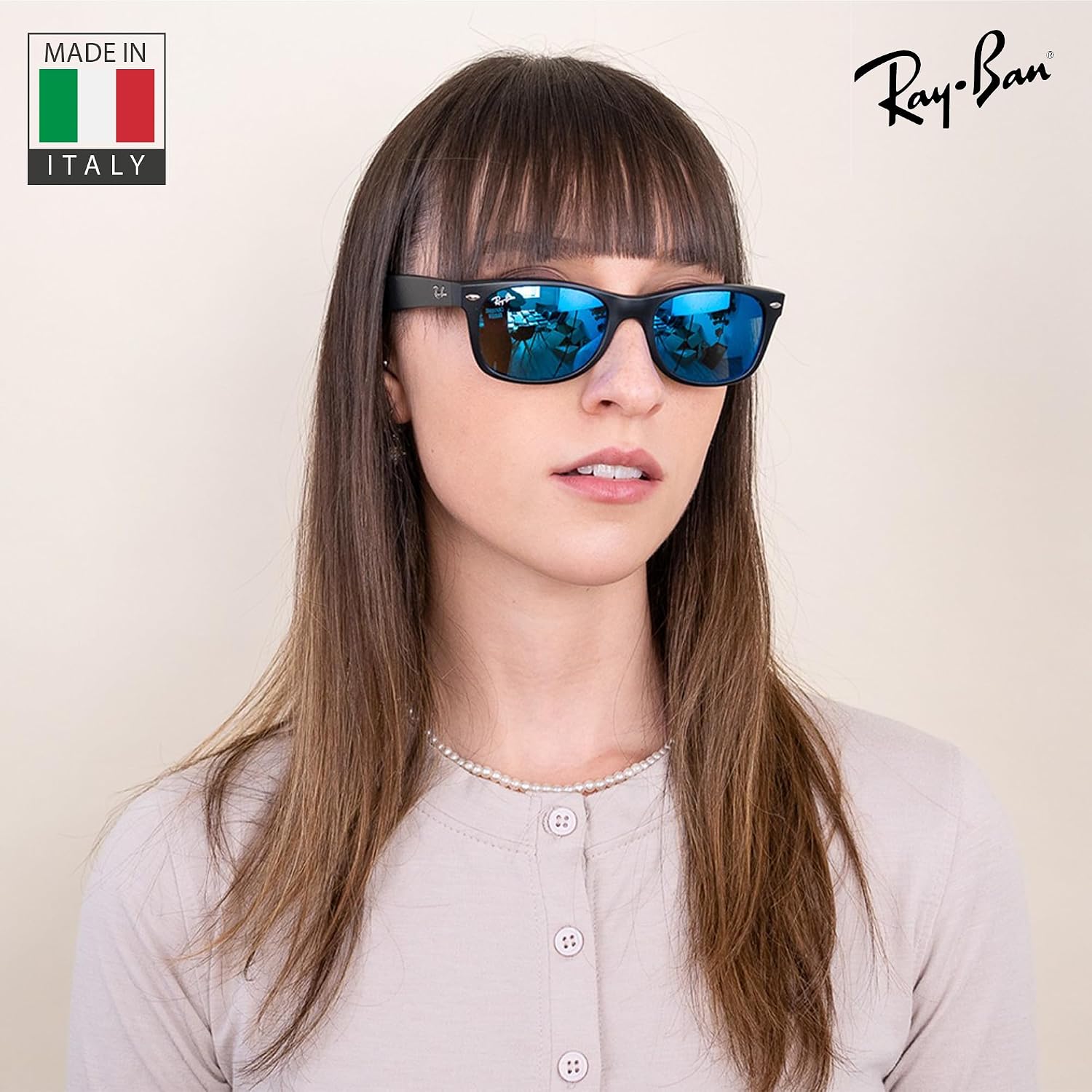 Ray-Ban RB2132 NEW WAYFARER FLASH Square Shaped Sunglasses for Men & Women with Official RAYBAN Eyewear Kit