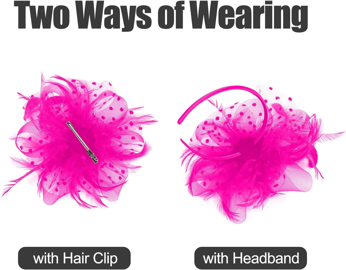 UTTPLL Fascinators for Women Tea Party Headband Kentucky Wedding Cocktail Flower Mesh Feathers Hair Clip Derby Hats - Image 4