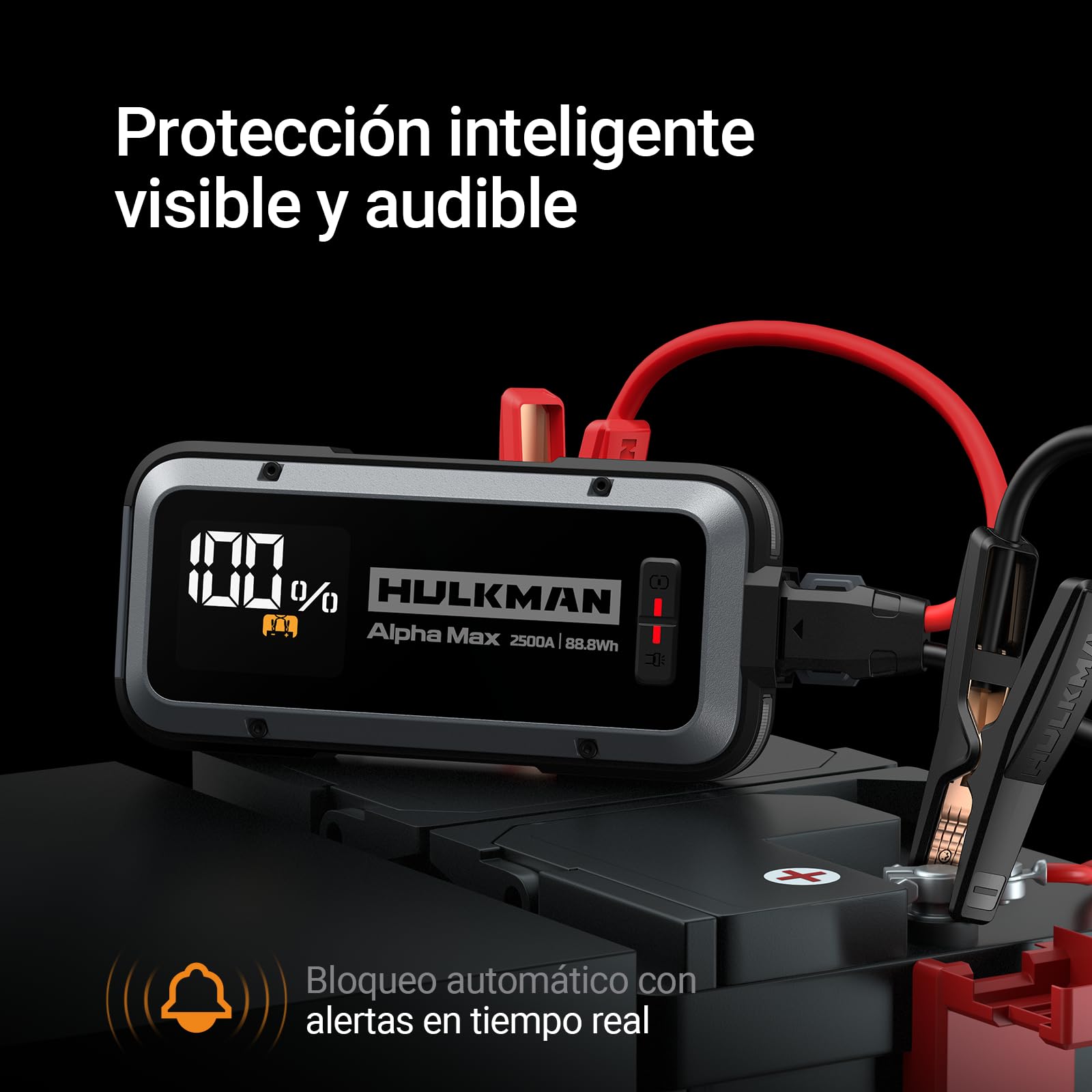 HULKMAN Alpha MAX,2500A 88.8Wh,Gris Espacial Arrancador de Batería de Coche, Caja de Arranque Portátil 12V con Tecnología de Arranque a -40°F, para Motores de Gasolina 9.0L y Diésel 6.5L