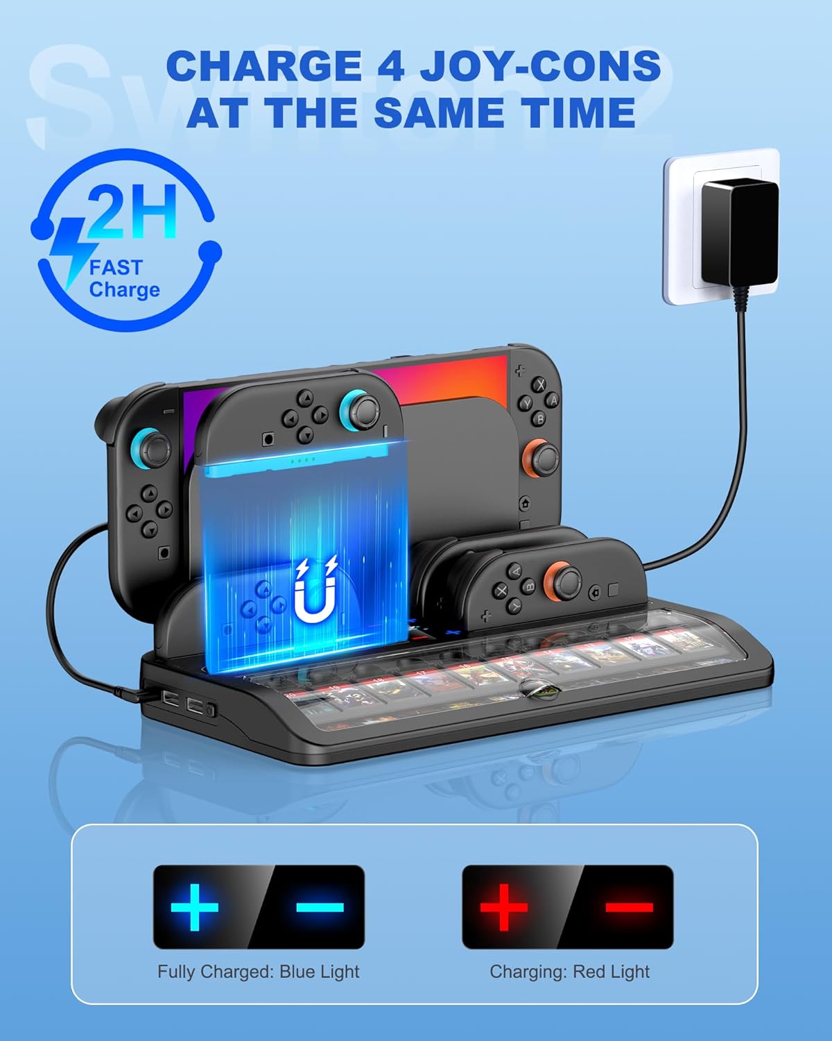 Upgraded Switch 2 Storage Dock for Nintendo Switch 2 Joycons&Console, [20 Game Card Slots] All-in-one Joy-Con 2 Charging Docks, Organizer Station for Family&Friends,for Sega Saturn Accessories,L - Image 3