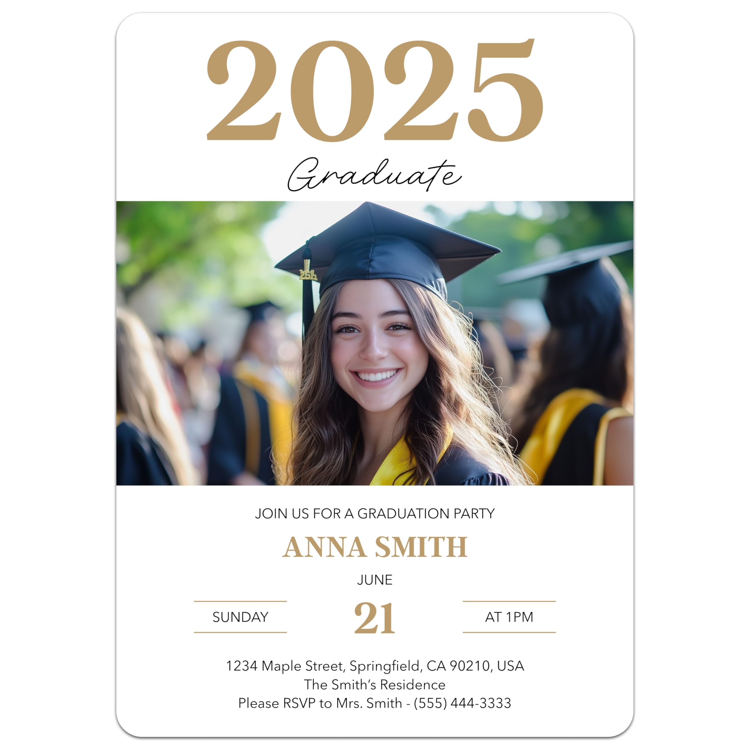 Bunny Badges Personalized Graduation Invitations - Custom Graduation Announcements for Grad Party (Signature Grad)
