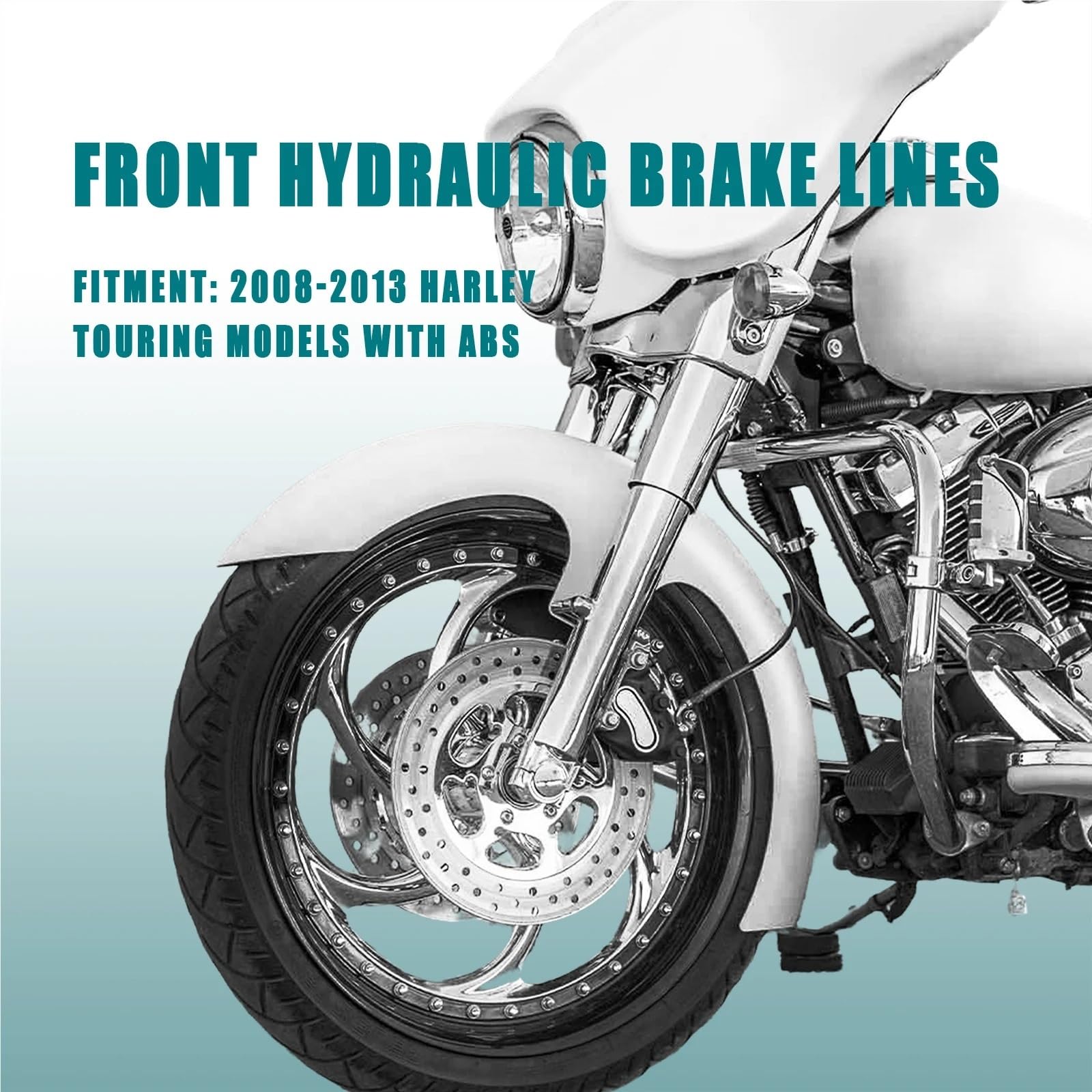 Zestaw naprawczy do linek hamulcowych Pasuje do Harleya Street Road Glide 2008-2013 z ABS Touring, przednie górne przewody hamulcowe w oplocie ze stali nierdzewnej, wąż olejowy(14 inch Black)