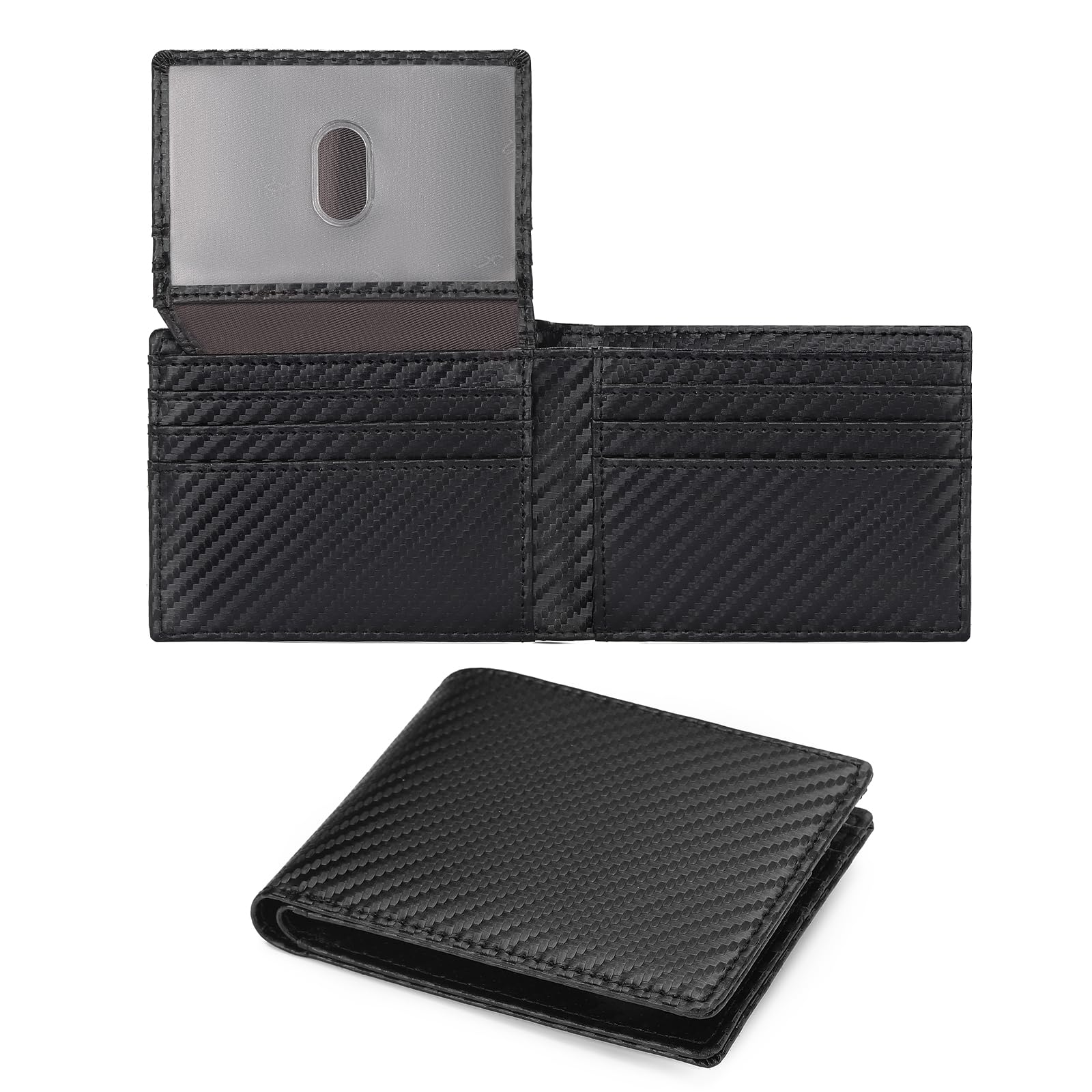 GAEKEAOUltrathin RFID Blocking Bifold Leather Wallet for Men With ID Windows & Zipper Coin Pocket - Gift Box Included