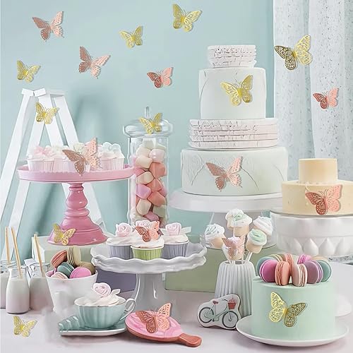 Miniatura 3 de 72 piezas de decoración de pared de mariposa, decoración de habitación, 4 estilos 3 tamaños, decoración de mariposa, decoración de pastel de