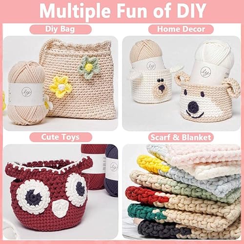 Miniatura 6 de Hilo blanco marfil para principiantes, 3 x 1.76 oz, hilo blanco marfil de 260 yardas para tejer a ganchillo, puntadas fáciles de ver, peinado medio