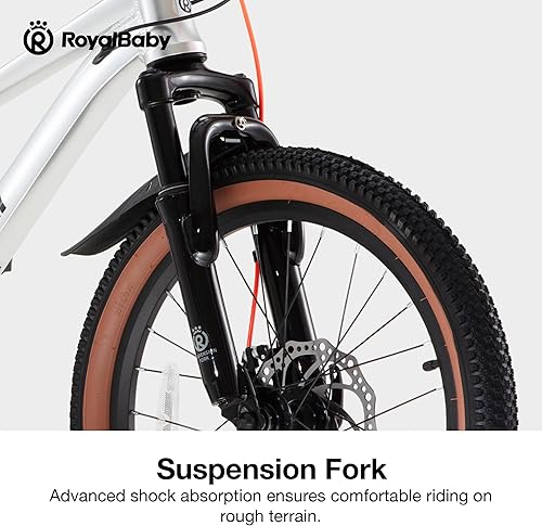 Miniatura 4 de RoyalBaby Bicicleta de montaña para niños y niñas, bicicleta ultraligera de aluminio con ruedas de 20 a 24 pulgadas para niños de 6 a 14 años,