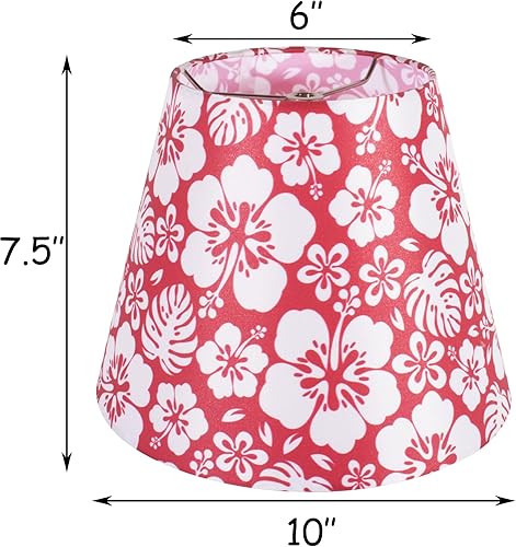 Miniatura 2 de NPVU Pantalla de lámpara pequeña, pantalla roja con estampado de flores blancas, adecuada para lámparas de mesa, lámparas de pie y lámparas