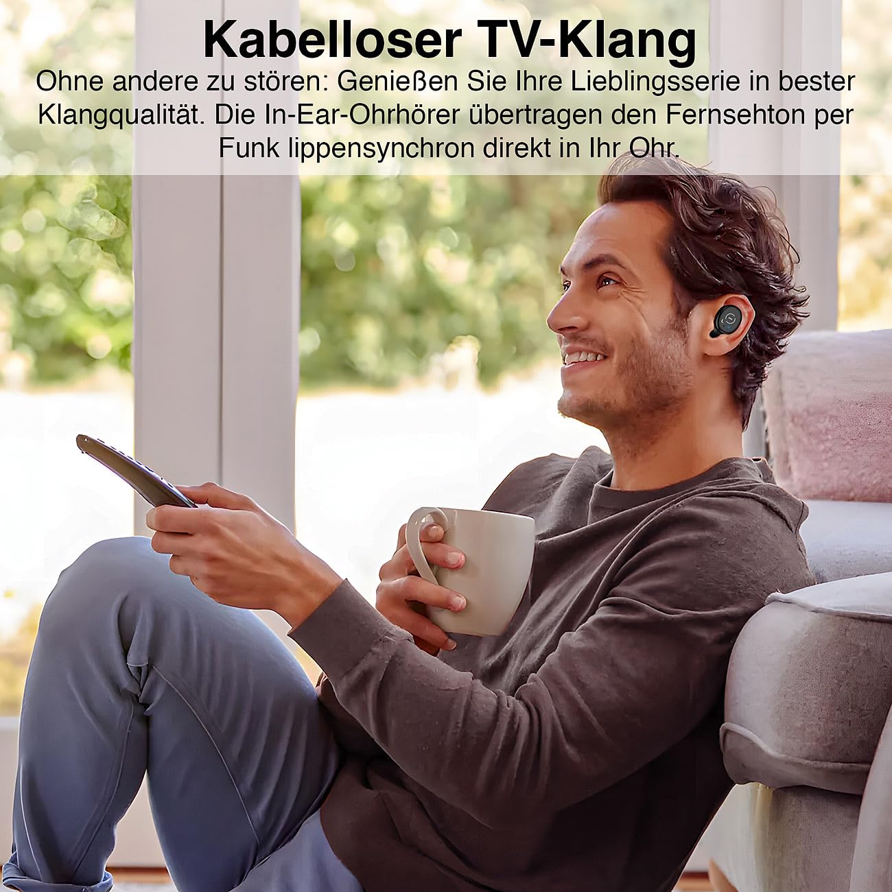 auvisio in Ear Ohrhörer: TV-Funk-Ohrhörer mit Transmitter-Ladebox, 2,4GHz, TOSLINK, AUX, Bypass (in-Ear-Funk-Kopfhörer, TV Hörsystem)