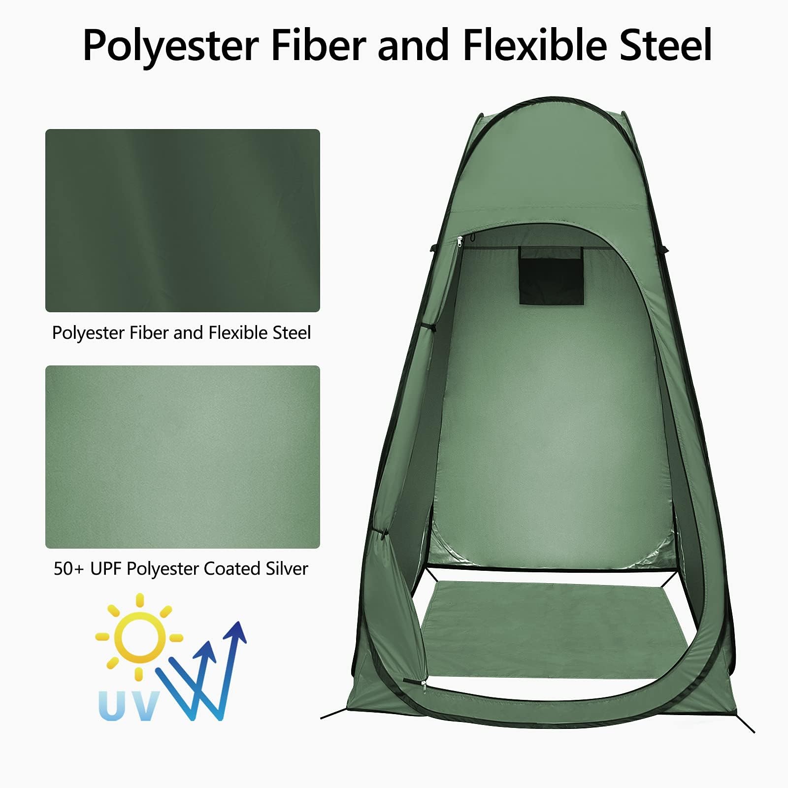 Tenda Doccia Campeggio, Tenda da Bagno Pop up 120x120x190cm, Gazebo Istantaneo per Esterno con Privacy, Portatile per Cambio Bambino, Verde Scuro