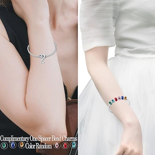 Miniatura 3 de LNQOBU Abalorios de plata de ley 925 para pulseras Love Mom Heart Charm Travel Charms Fit Mother Day Gift