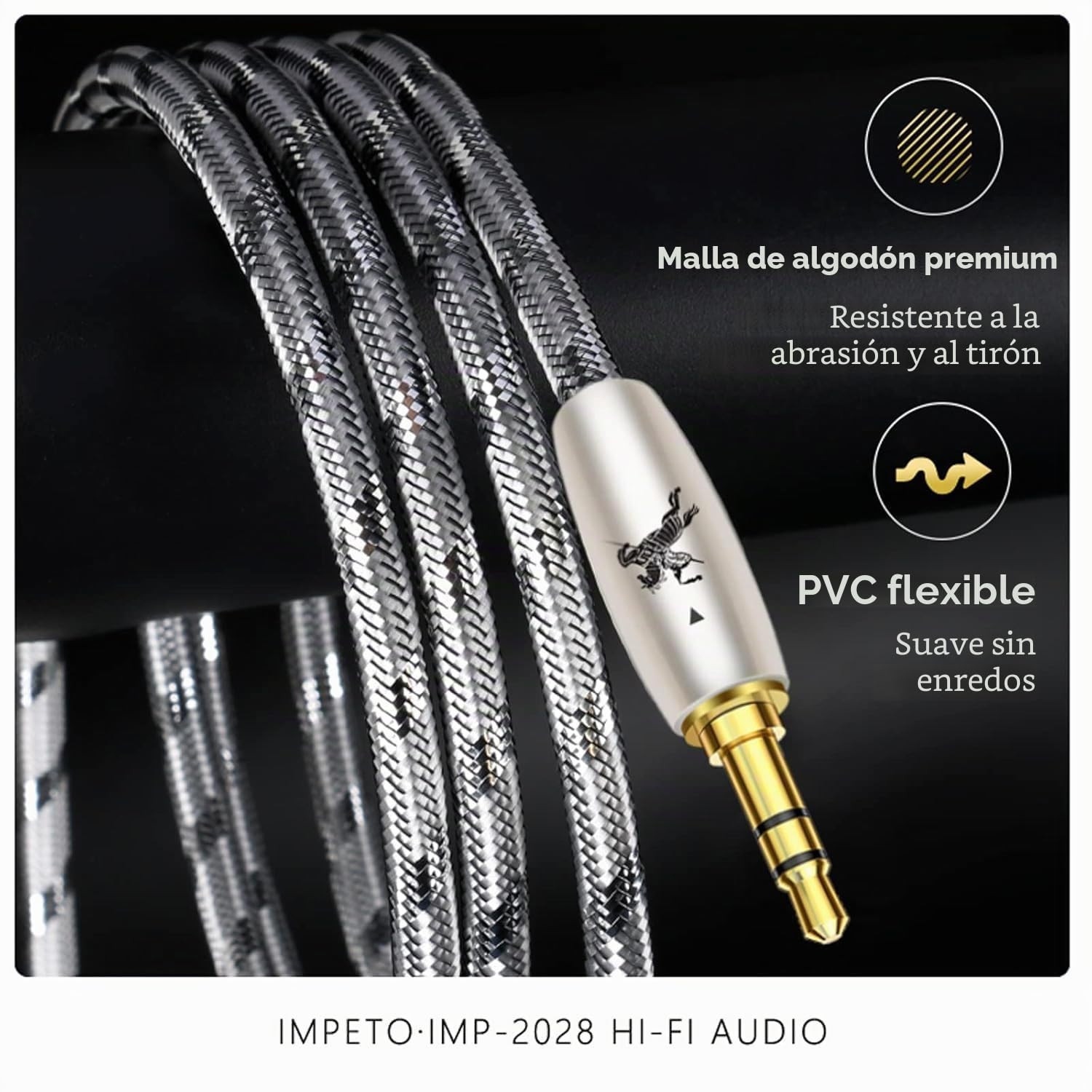 Impeto Cable AUX USB C a Jack, Nylon Trenzado Tipo C a 3,5mm Adaptador de Auricular Audio Coche Estéreo Compatible con iPhone serie 15, Huawei P30/P40/P50/P60-1.0m