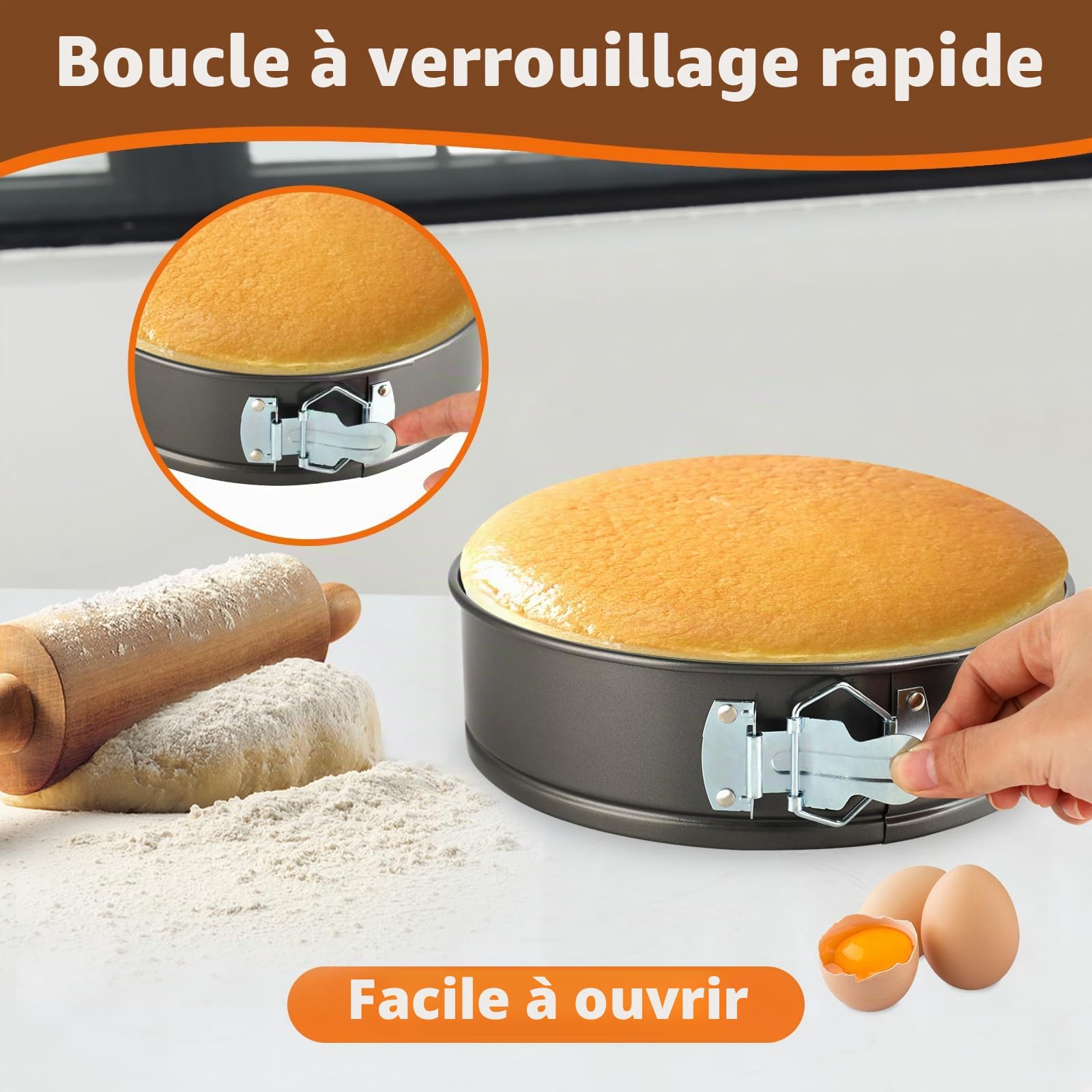 Moule À Charnière - Moule Gâteau Acier - moule À Manqué - moule Tarte Antiadhésif 20/22/24/26/28 Cm, Moule Layer Cake - Moule Cheesecake, Fond Amovible Étanche, Pour Gâteaux, Tartes, Pizzas (Noir)