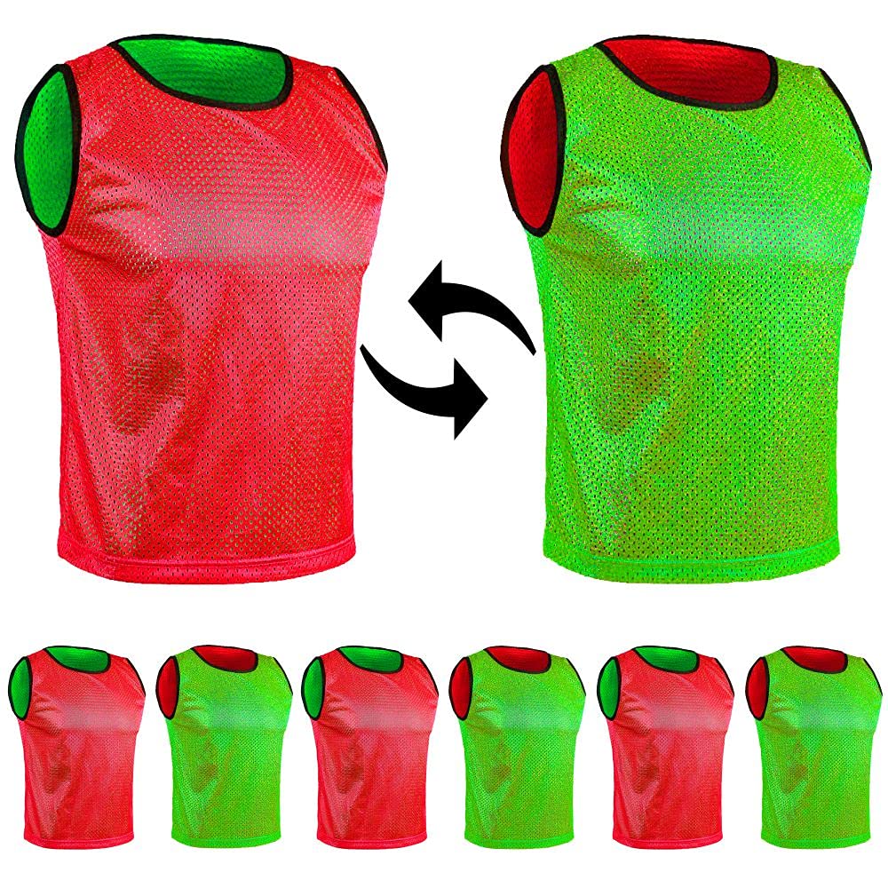 6er Pack Fußball-Camisoles für Kinder und Erwachsene - 6er Pack - zweifarbige Spiralcamisole, Trainings-Camisole, zweiseitige Markierungshemd für Herren, Damen, Junior, Senioren