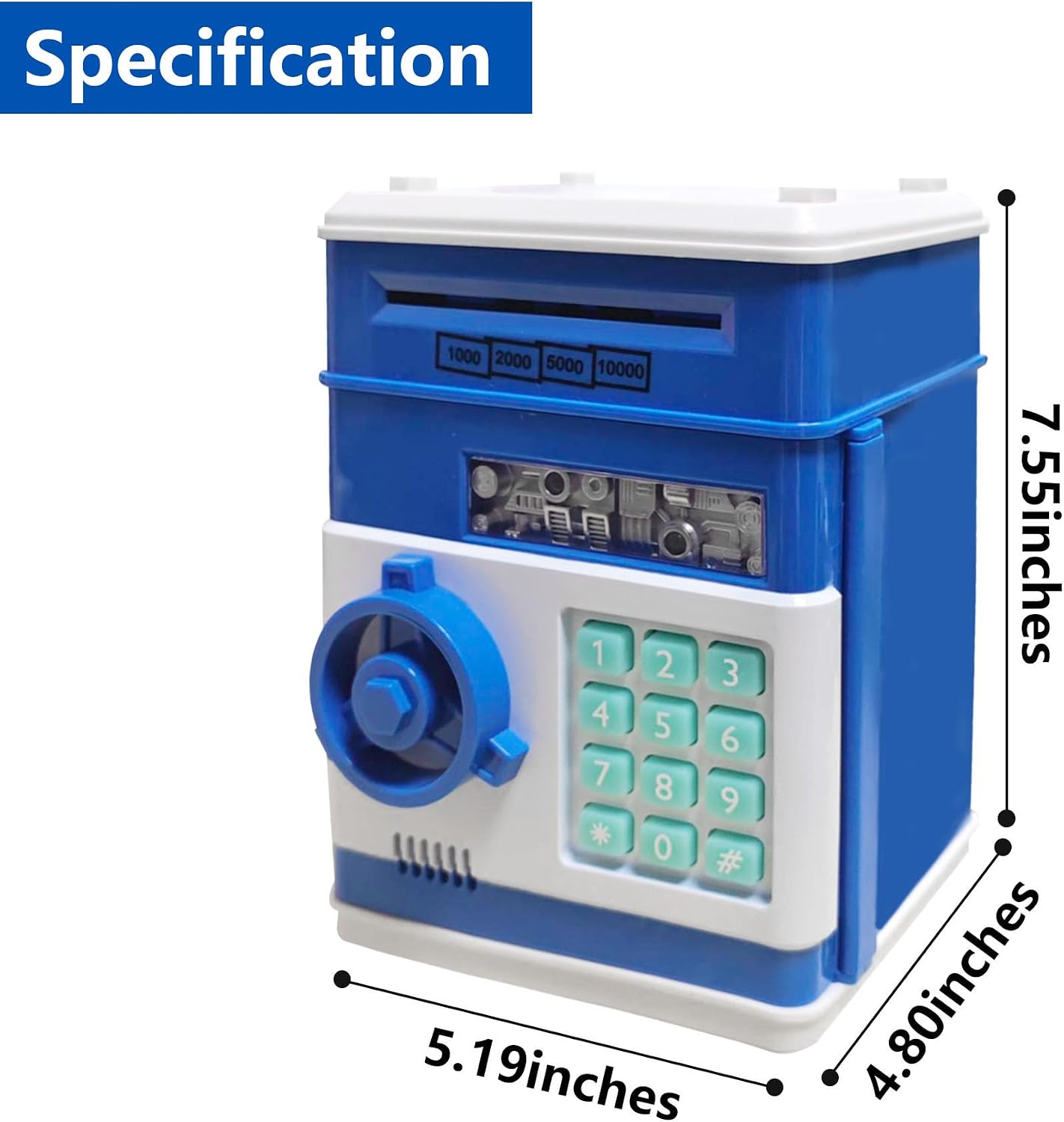 Piggy Bank Electronic Mini ATM for Kids Baby Toy, Safe Coin Banks Money Saving Box Password Code Lock for Children,Boys Girls Best Gift(Blue) image 4