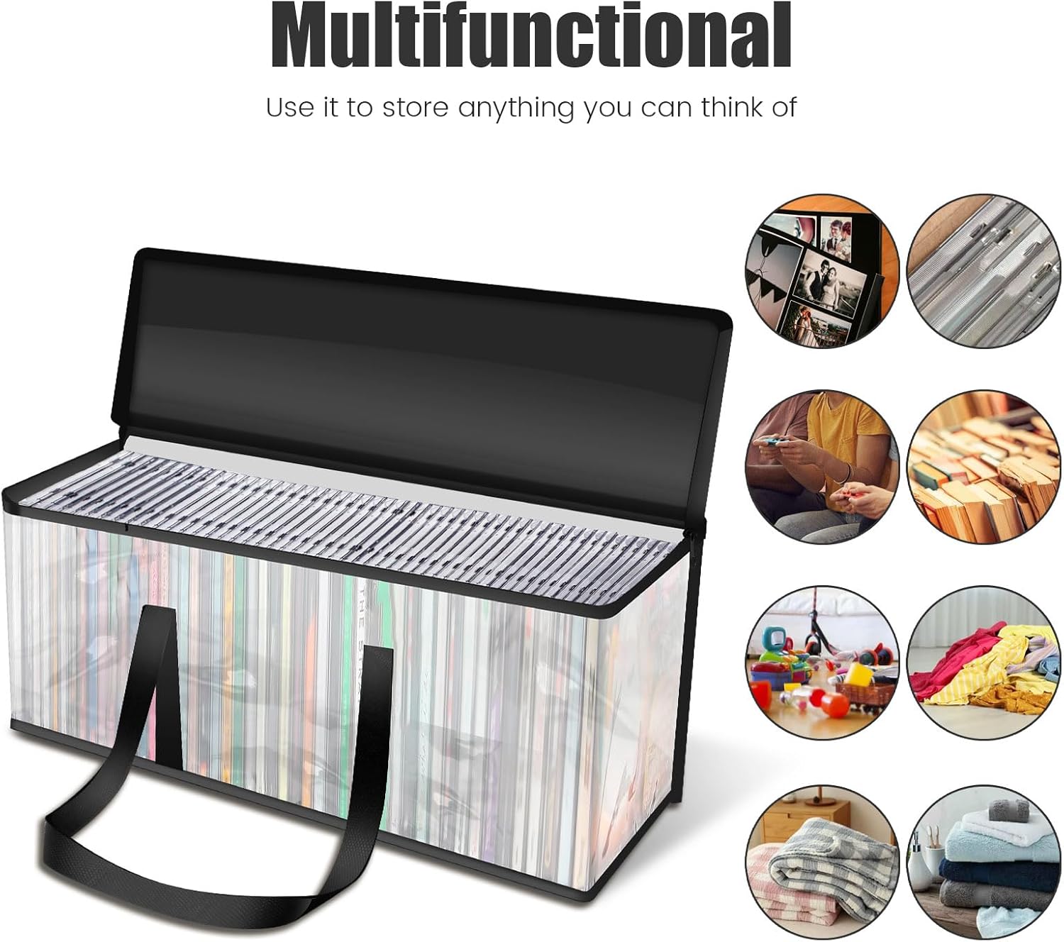 3Pcs DVD Storage Bag Water Resistant CD Organizer Bag with Carrying Handle and Zipper PVC CD Holder Case Transparent DVD Holder Organizer for Photo Album Video