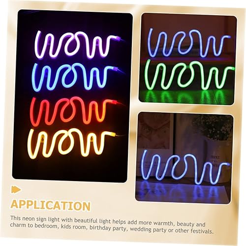 Miniatura 3 de Angoily Letrero de neón LED "wow" para decoración de dormitorio, no para fiesta, bar, cafetería, hotel, decoración de Navidad