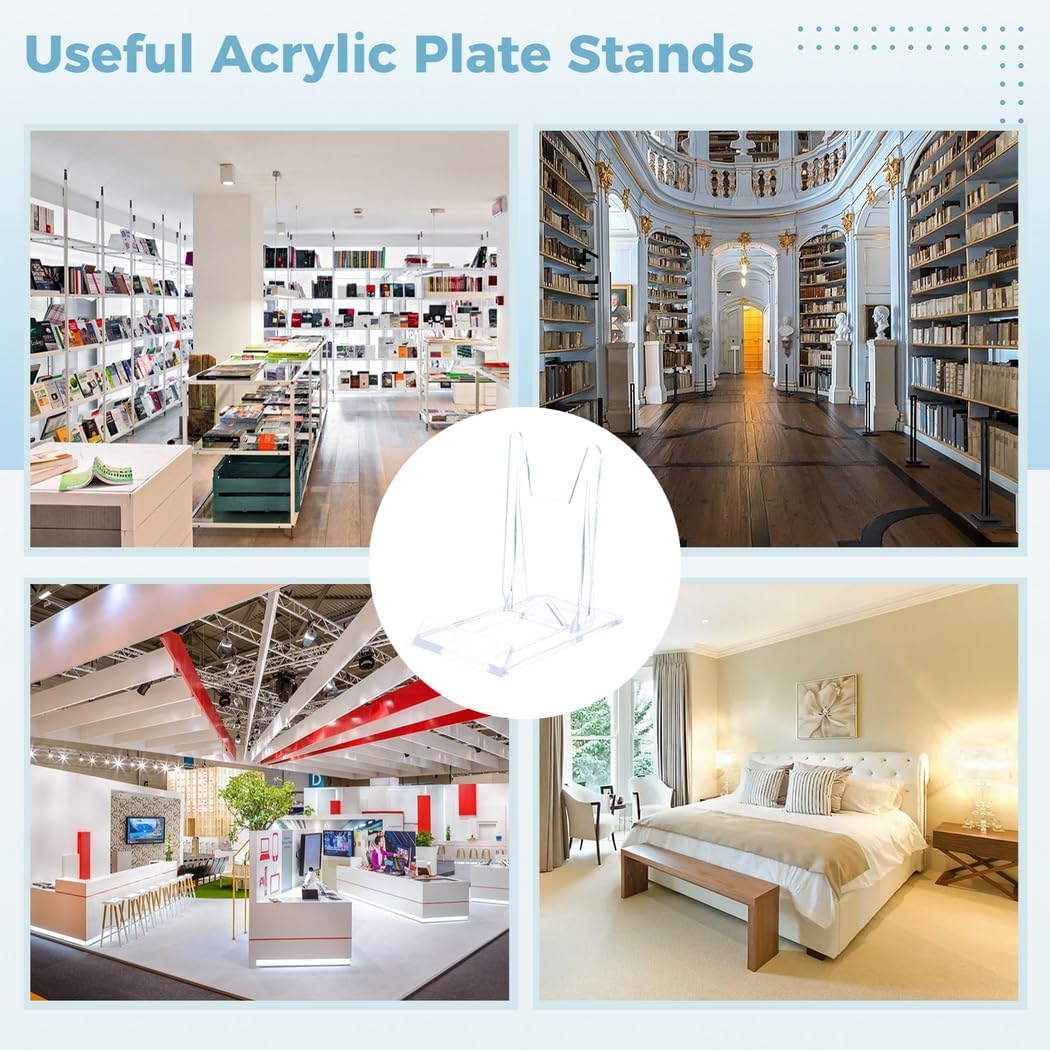 20Pcs Plastic Stands For Display, Adjustable Acrylic Holders For Plates, Pictures, Frames, Books, And Cards