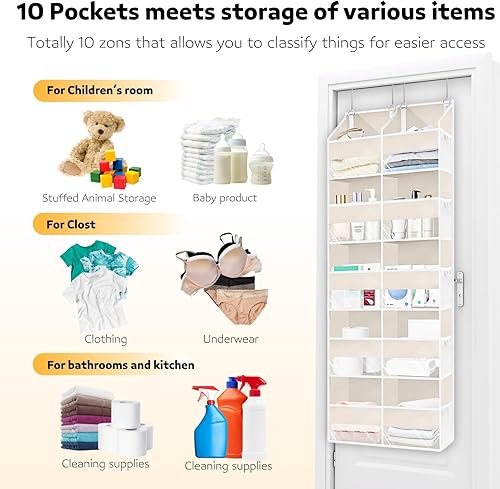 Miniatura 3 de Ofiray-home Organizador de 5 niveles, almacenamiento extra grande detrás de la puerta de 10 compartimentos, capacidad de peso de 80 libras sobre la