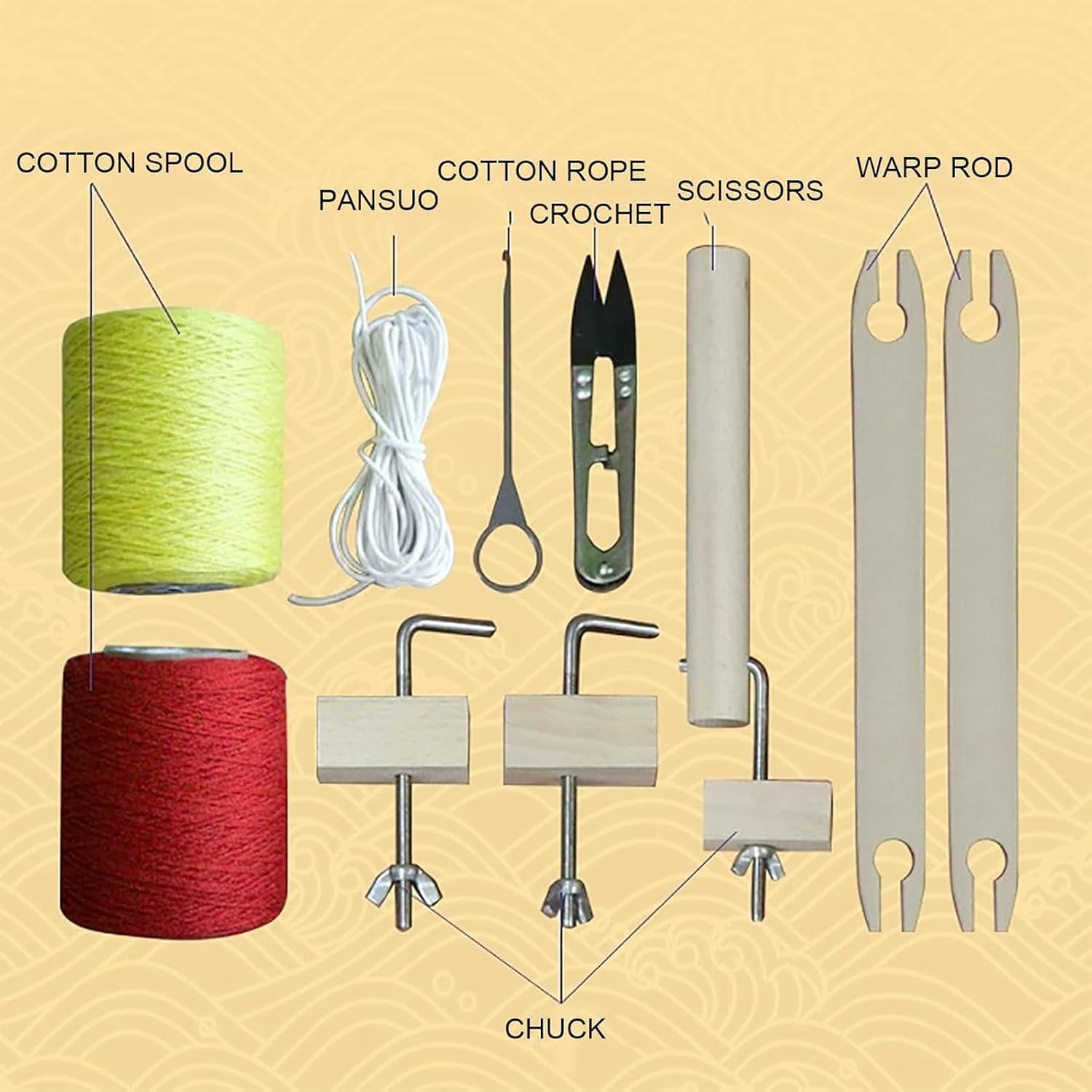 LGEOELIAS Desktop Wooden Weaving Loom, DIY Weave Loom Set, Rigid Healds and Shuttles, for Beginners, Craft Artist, Adults
