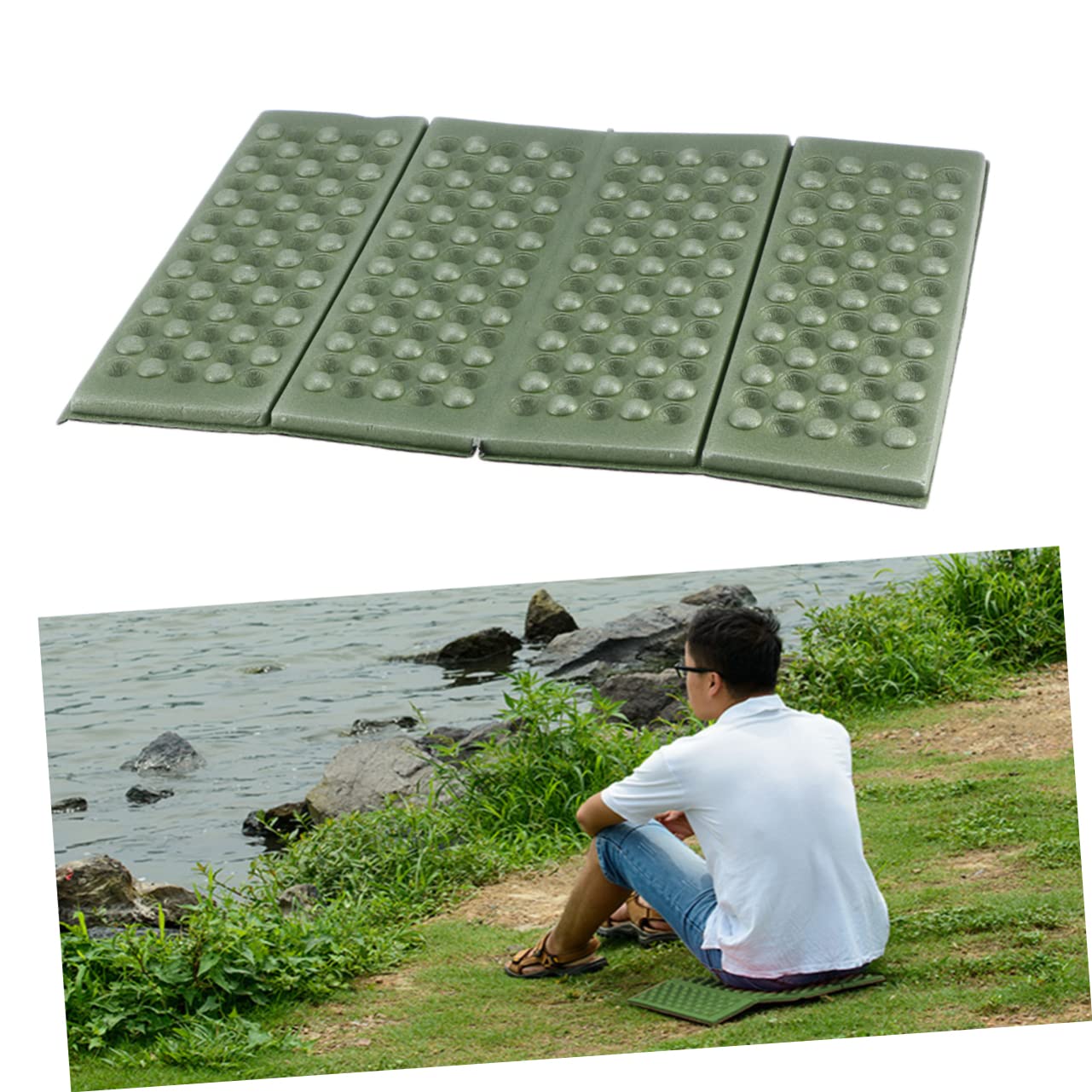 TOBBOMEY Cushion Seat Mats for Camping 4pcs Xpe Folding Pads Heat-Resistant Cold-Resistant Seat Cushions for Park Travel and Picnic