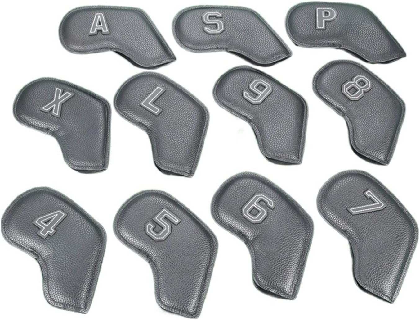 Golf Club Headcovers 11Pcs 4-9 P S A X PU Waterproof Golf Iron Headcover Protection Cover 8.5x16.5cm Outdoor Sports Golf Club Head Covers Protector (Color : Black-Silver Size : 1)