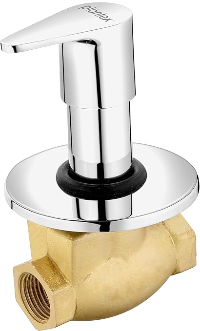 Plantex Pure Brass PAC-1806 Angular Concealed Stop Cock/Concealed Stop Valve Tap For Bathroom With Teflon Tape & Adjustable Brass Wall Flange 15 mm (Mirror-Chrome Finish)