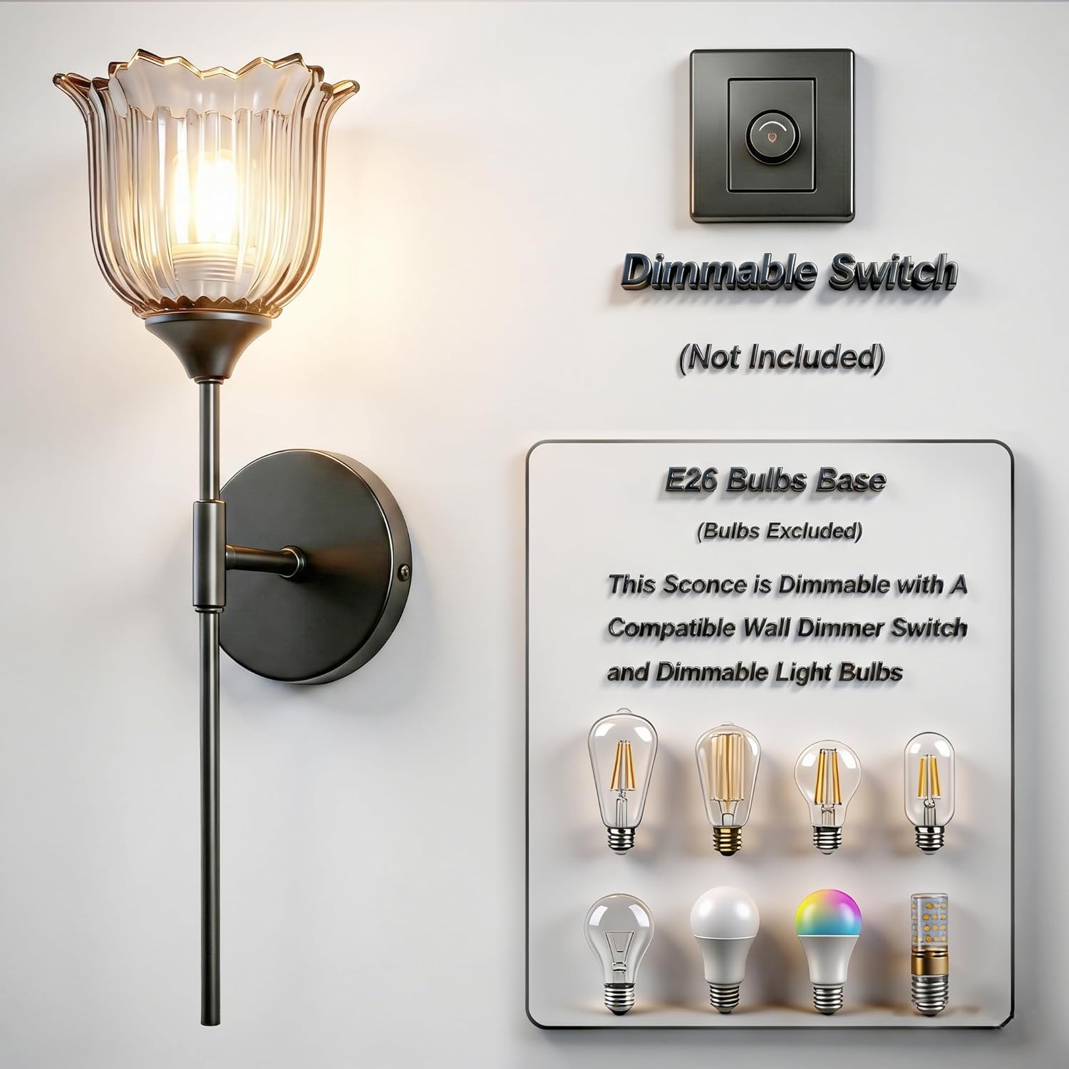 Blooming Rose Wall Sconce Set of 2, Medieval Retro & Modern Style Gold-Plated Wall Sconce with E26 Base (Bulbs Not Included) Wall Lamp for Bathroom Bedroom Kitchen Hallway Living Room Staircase Mirror