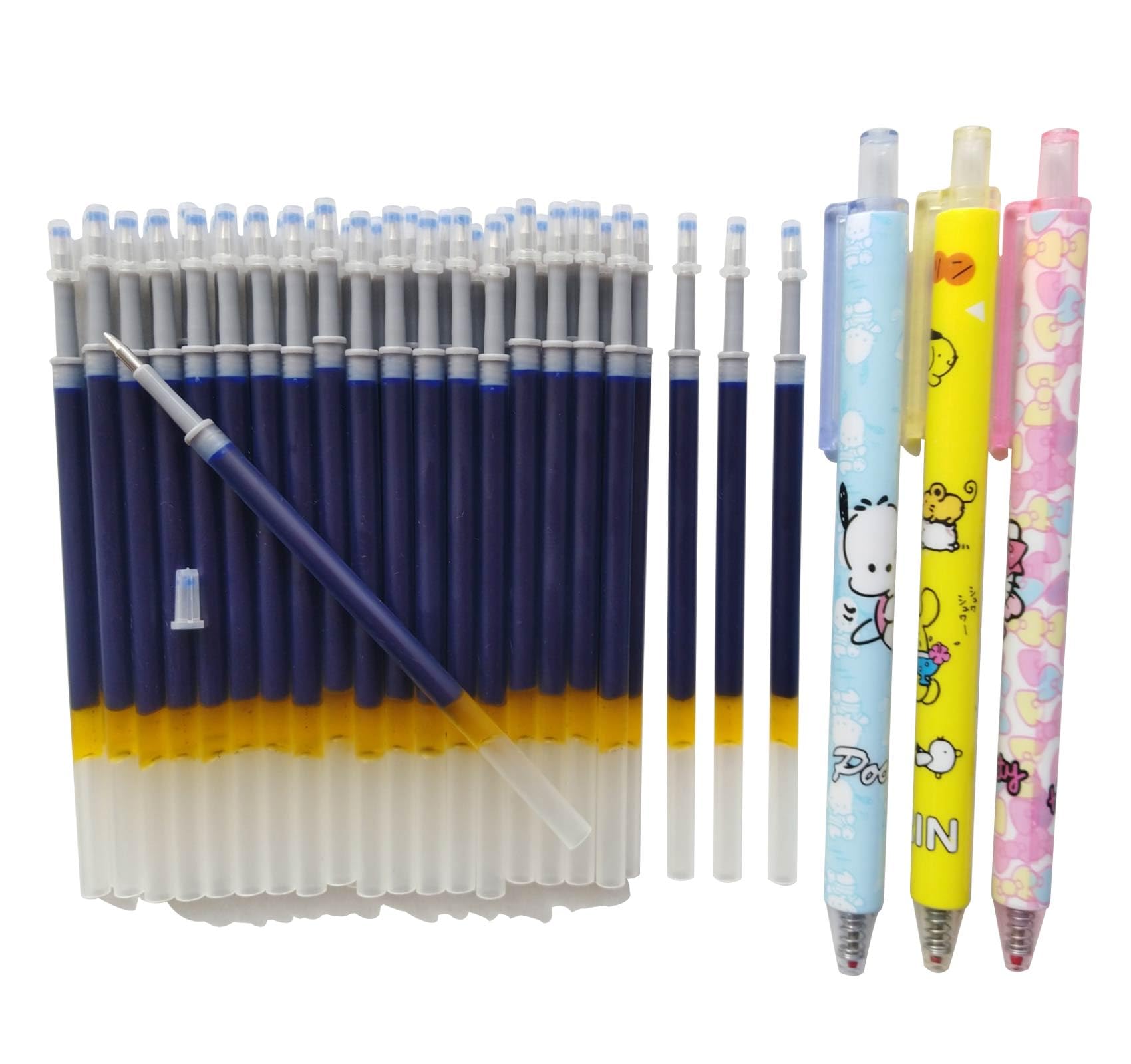 Twokiln Gel Ink Refill Blue,40 Pcs Replacement Pen Refills use for Click Pens with Spring,Gel Pen Refills Compatible 4.3 Inche Refill,Send 3 Pcs Pens,