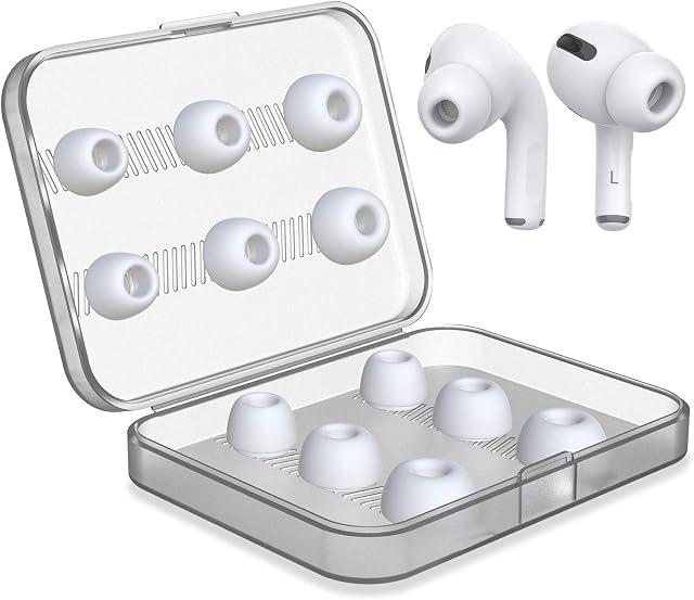New Bee AirPods Pro Replacement Earbuds Replacement Ear Tips 6 Pairs Earbuds with Case for Airpods Pro (2nd generation) (SML) (Silicone)