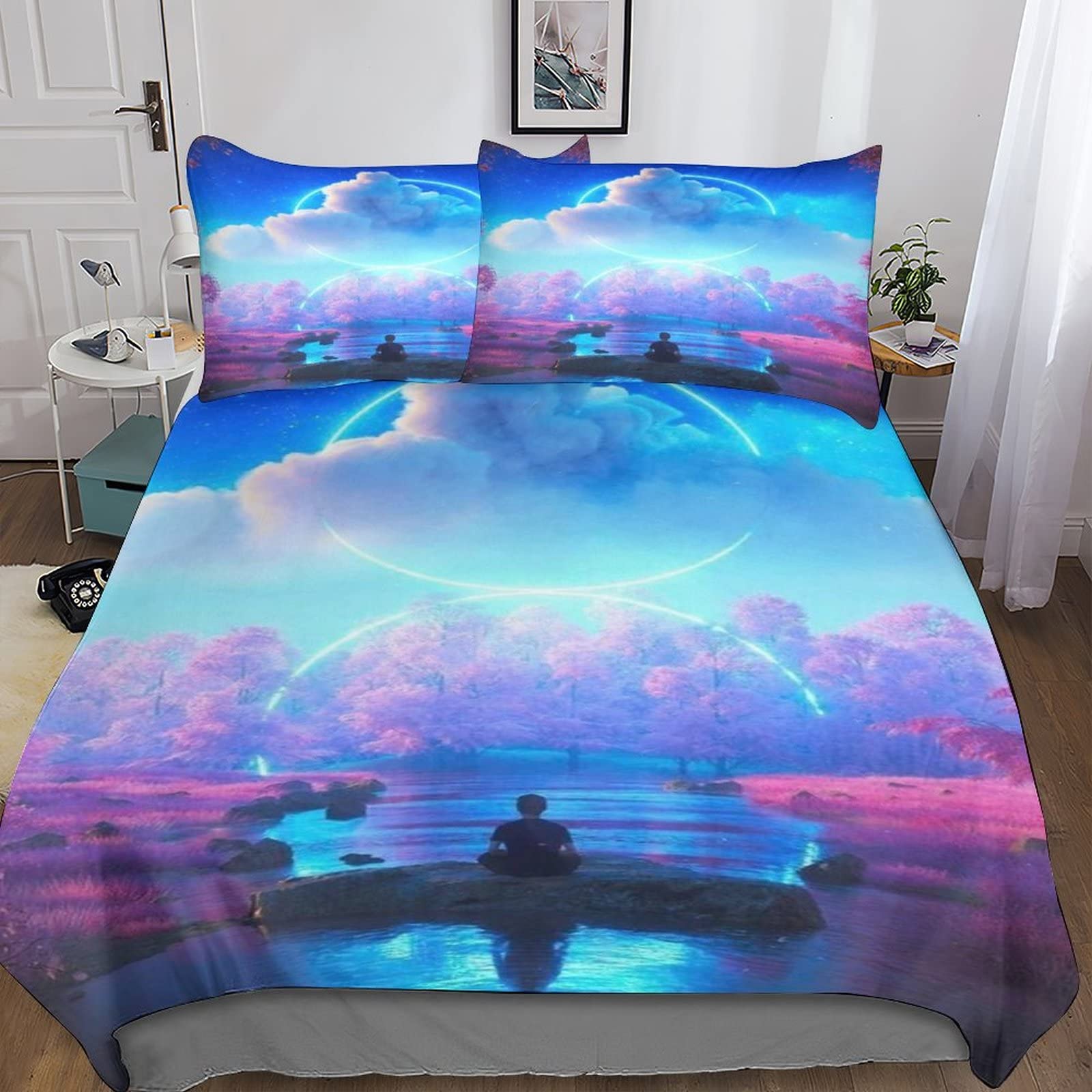 Housse de couette galaxie 3D King pour ados passionnés d'espace