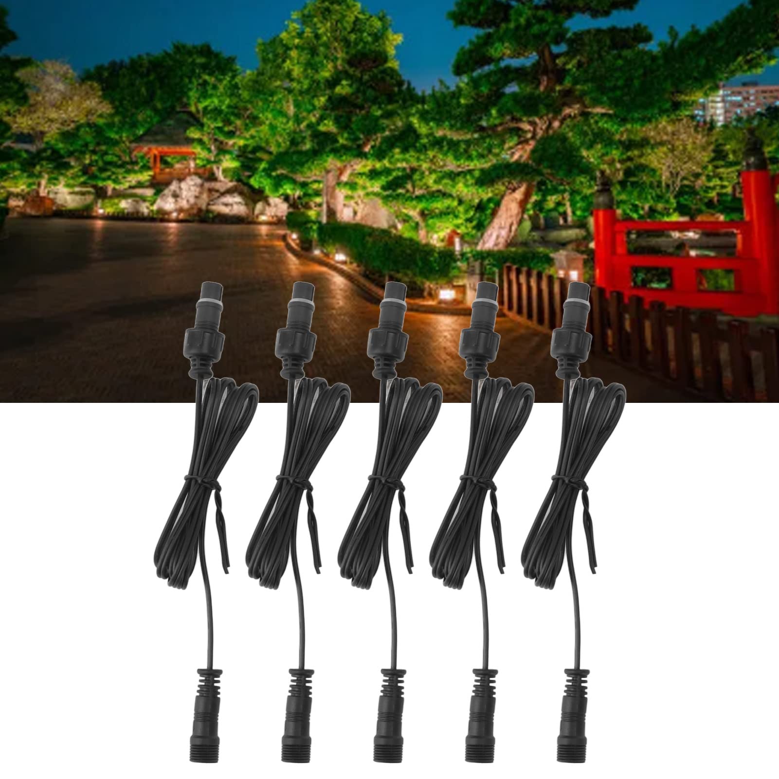 Paquet de 5 Rallonges pour éclairage de Terrasse à 2 Broches avec Connecteur Mâle et Femelle, 1 M/3,3 Pieds, étanche IP67, Facile à Utiliser, PVC Ignifuge, pour éclairage de Jardin