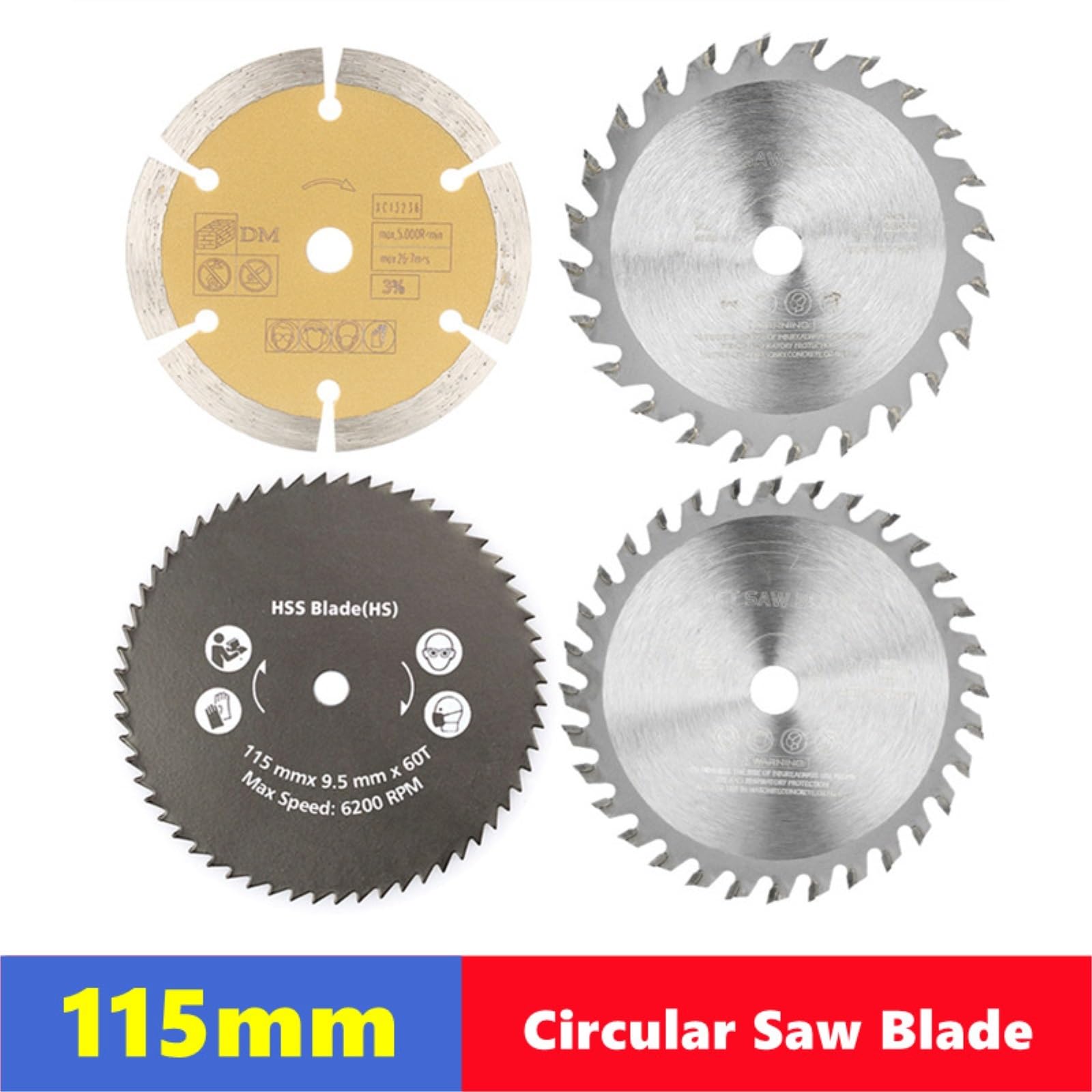 Brzeszczot do cięcia metalu 1PC brzeszczot do drewna 115mm TCT z węglika spiekanego obróbki tarcza tnąca tworzywa sztucznego PVC okrągła(115mmx10x44T)