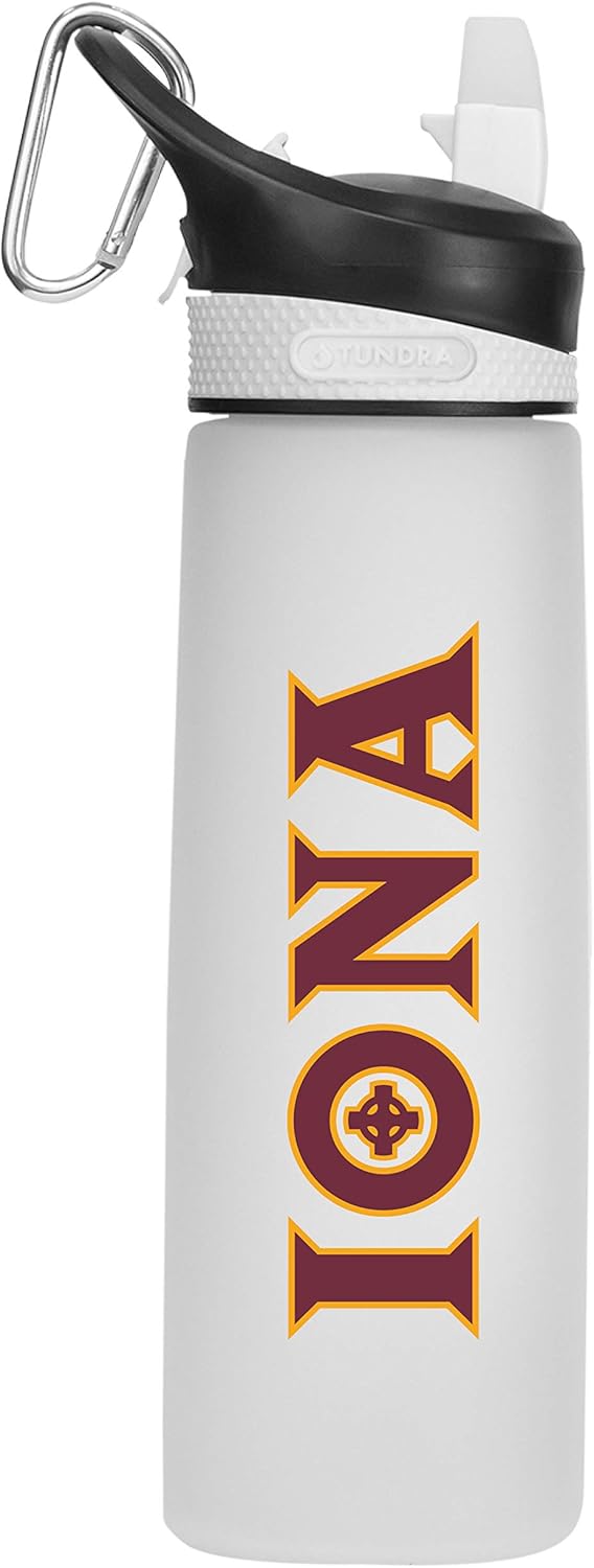 The Fanatic Group Iona College Tritan Plastic Frosted Sport Water Bottle, Design-1 - White