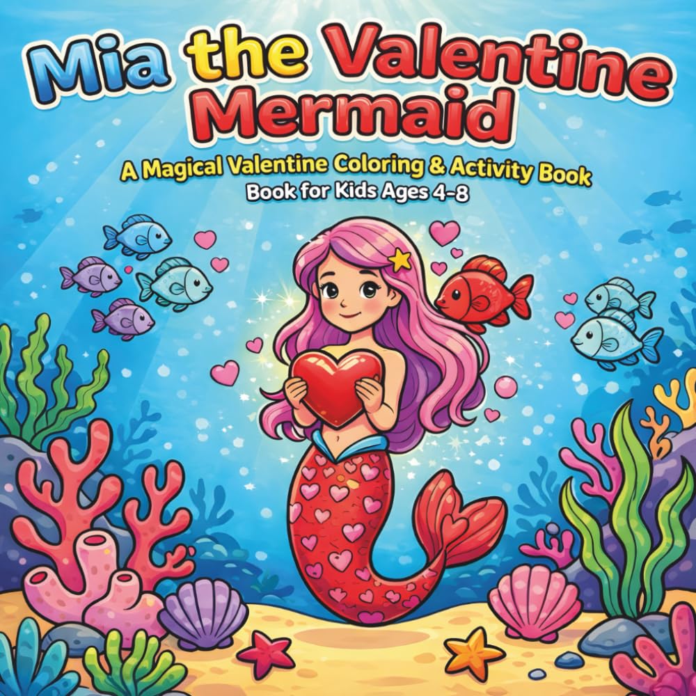 Mia the Valentine Mermaid: A Magical Valentine Coloring & Activity Book for Kids Ages 4–8 (Little Valentine Adventures)