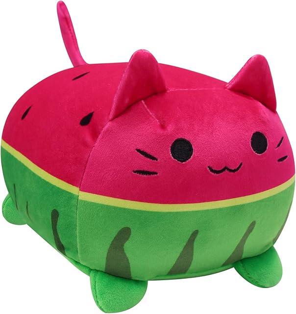Desdfcer Watermelon Cat Stuffed Animal Toys, Watermelon Cat Plush, Fun Fruit Pillow and Toy Cat for Kids - Hugging Plush Pillow Toy Gifts for Kids Girlfriend
