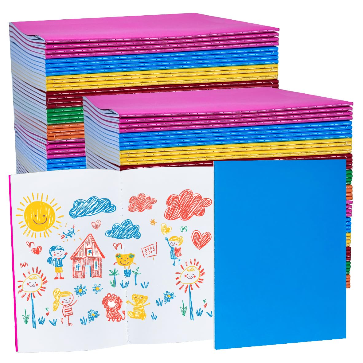 48 Packs Blank Books for Kids to Write Stories with 6 Colors, 3.5x5.5 Inch Blank Small Journals Notebooks Bulk, Unlined Colored Notebooks for Kids Students to Draw Sketch Writing or Create Own Stories (24 Sheets/48 Pages, 48 Pack)