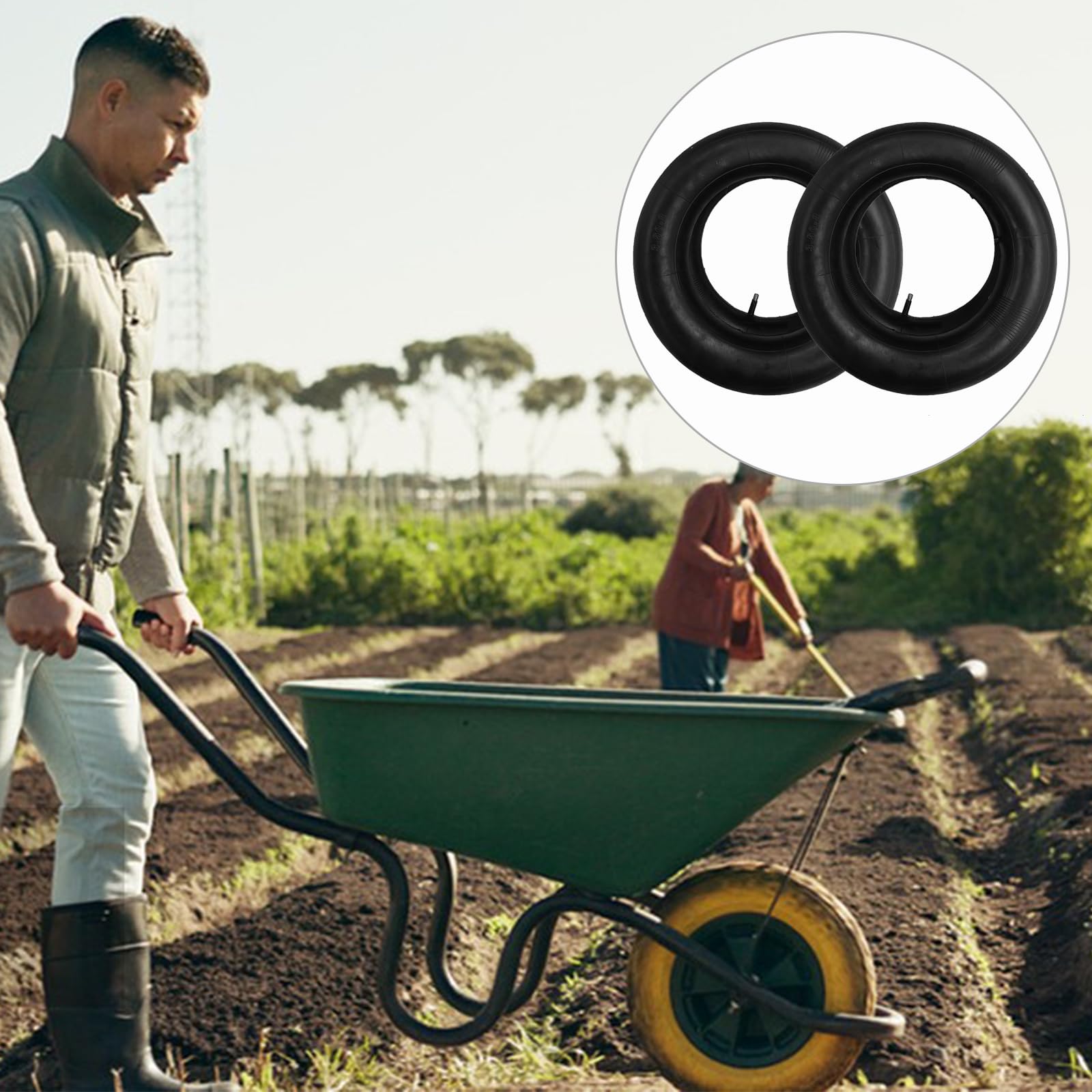 3.50-8 Cámaras De Aire, 2 Pcs 4.00-8 Tubos Internos De Reemplazo, Tubos Internos, Mangueras Pequeñas para Rueda De Carretilla, Cámaras Rueda Carretilla con Válvula