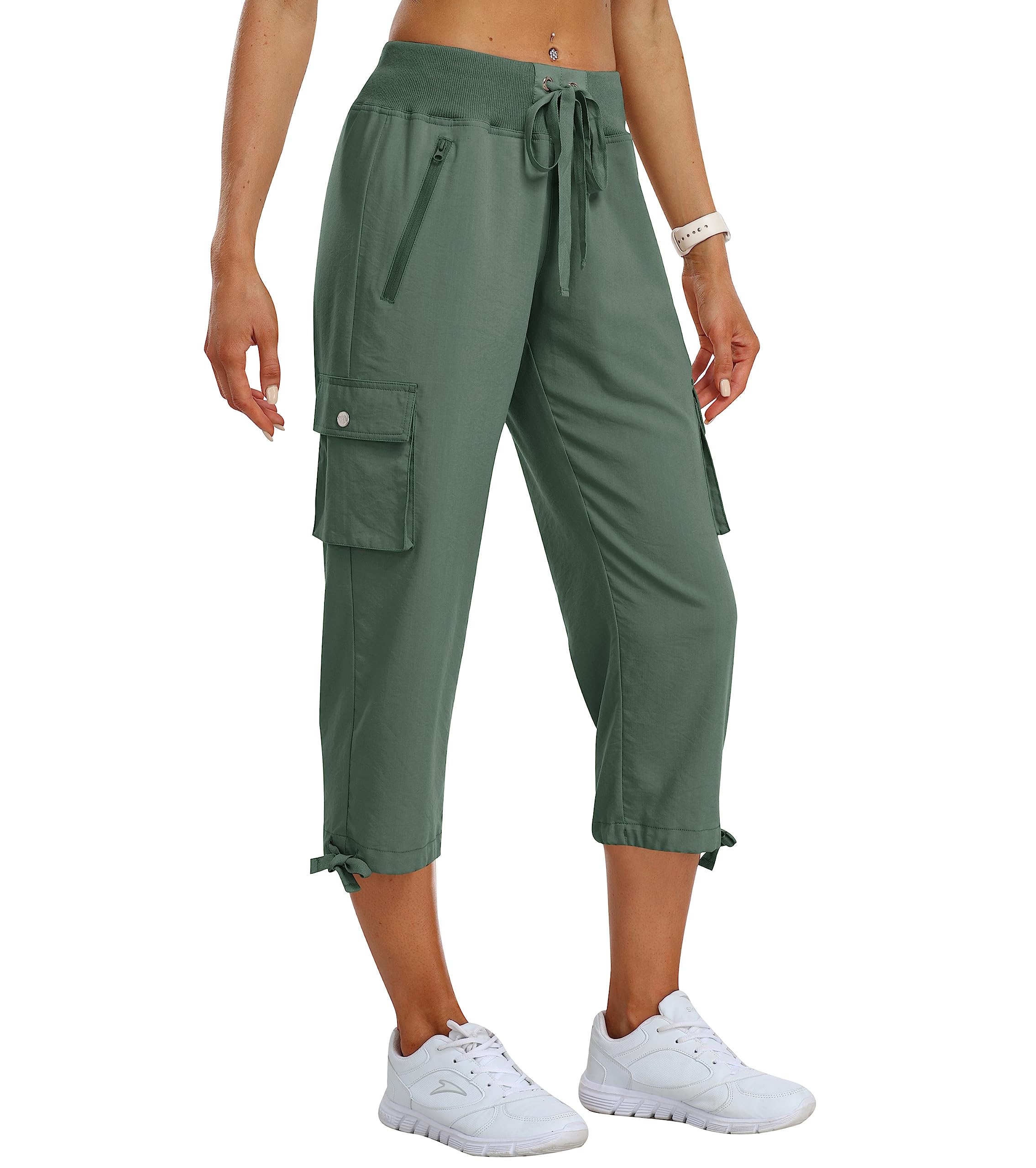 MoFiz Women's Capri Cargo Hiking Pant Lightweight Outdoor Athletic Casual Workout Camping Cropped Pant