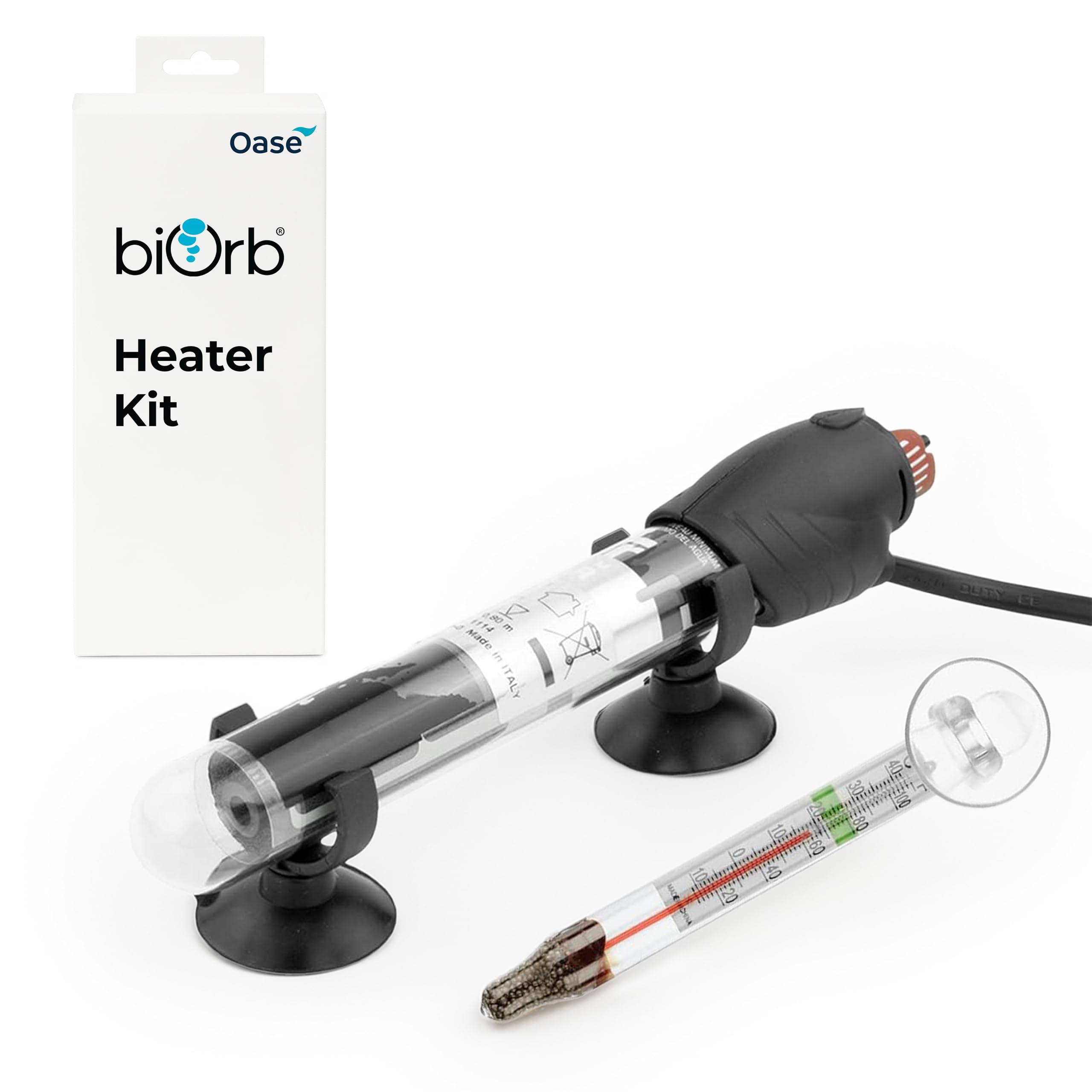 biOrbAquarium Heater Pack, Adjustable 50W Fish Tank Heater With Thermometer & Holder, Easy-Fit Aquarium Accessories For Curved or Flat Surfaces, Reliable Tropical Fish Tank Heating Solution-UK Plug