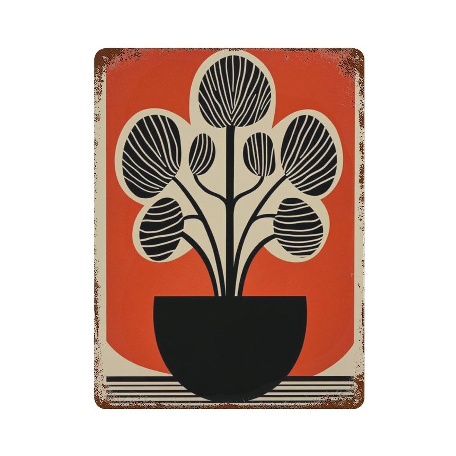 xiaoxiaoshen Abstract Plant Mid Century Modern Retro Botanical Work Minimal Graphic Design Sc Wall Decor Art Metal Tin Poster Modern Home Decor Art Home Bar Shop Decorations Vintage Sign 40x30cm