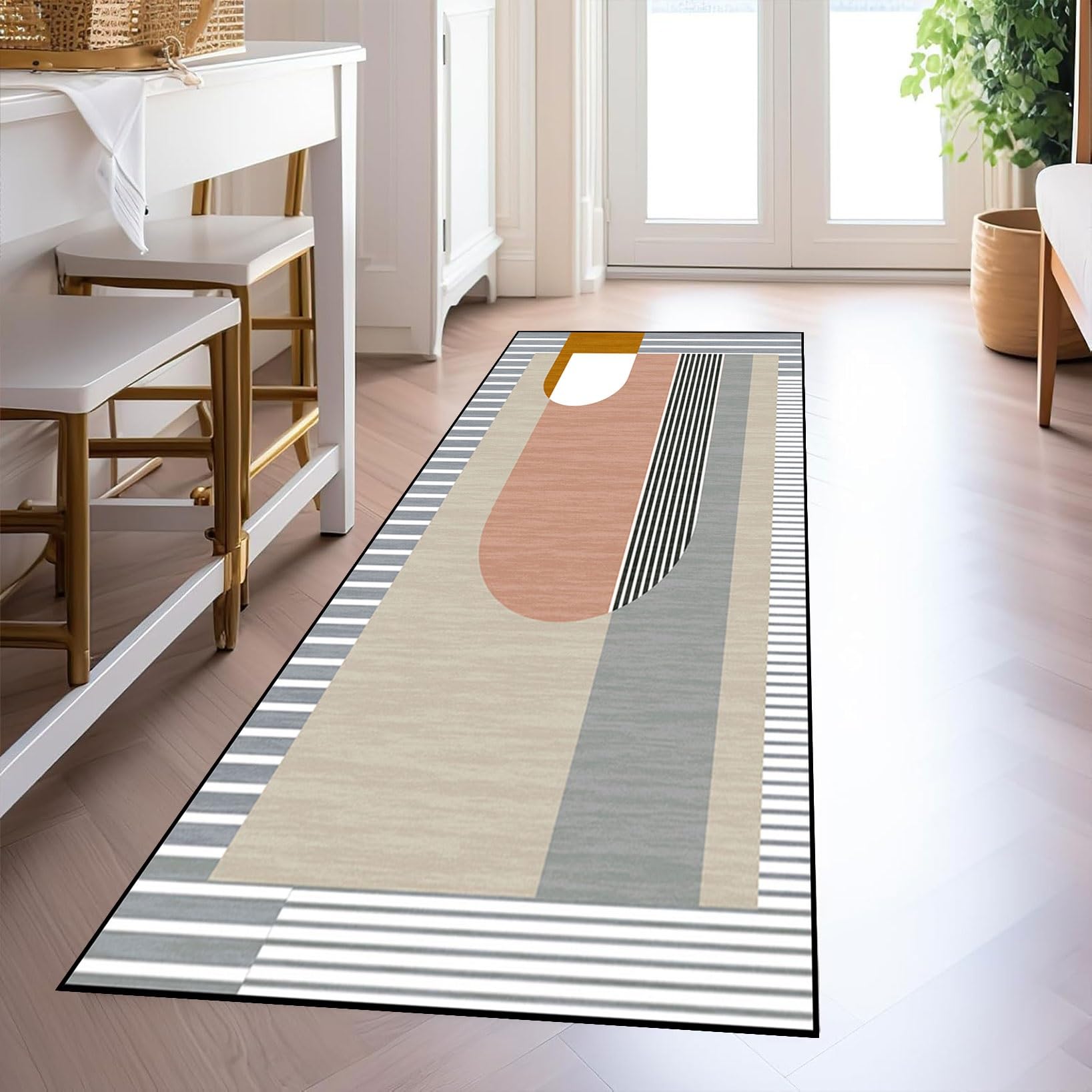 Dywanik Dywanowy Antypoślizgowy 95 x 260 cm Wytrzymały, Niestandardowa Długość Dywaniki Antypoślizgowe Pochłaniające Sierść Zmywalny, Trwały, Do Salonu, Korytarza, Drzwi Wejściowych, B
