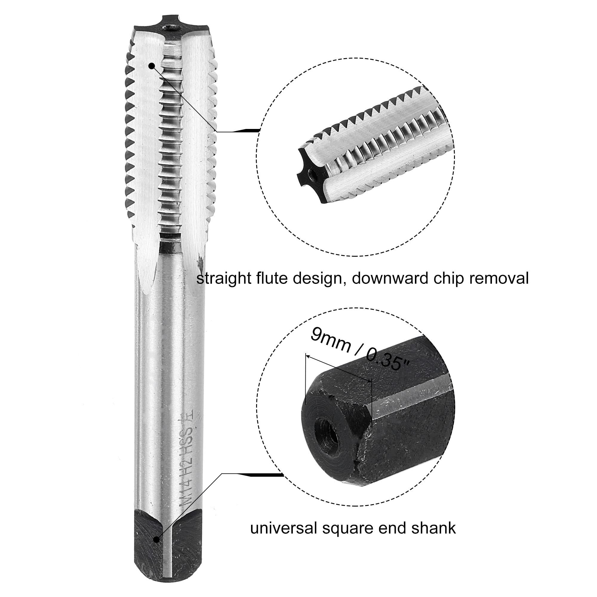 Set di Maschi e filiere e Punte da Trapano, Maschio per fresatura con Filettatura Sinistra M14 x 2 e filiera Tonda, Punta elicoidale in Acciaio rapido al Cobalto da 12 mm