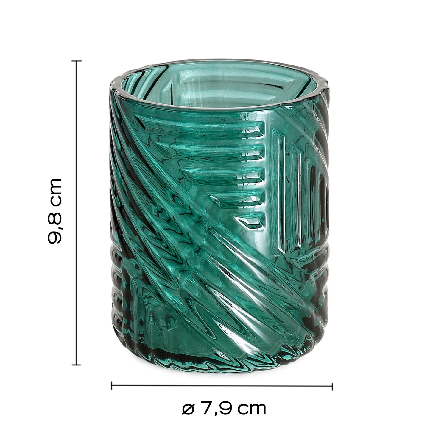 Gedy Corinne Toothbrush Holder, Glass, Green, 7.9 x 7.9 x 9.8 cm, 7,9x7,9x9,8cm - Image 3