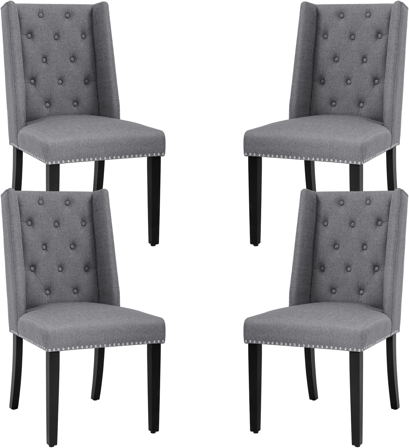 FDW Dining Chairs Dining Room Chairs Kitchen Chairs for Living Room Side Chair for Restaurant Home Kitchen Living Room (Set of 4 Gray) (Grey)